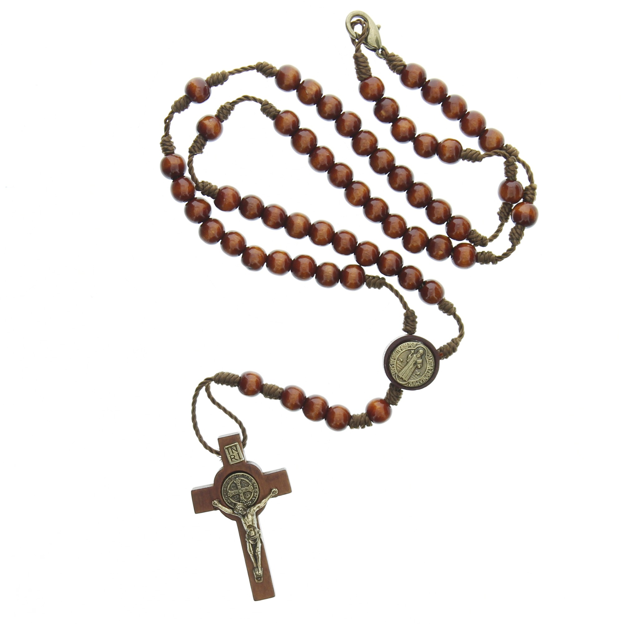 Brown Wood St. Benedict Rosary with Clasp | Rosary.com™