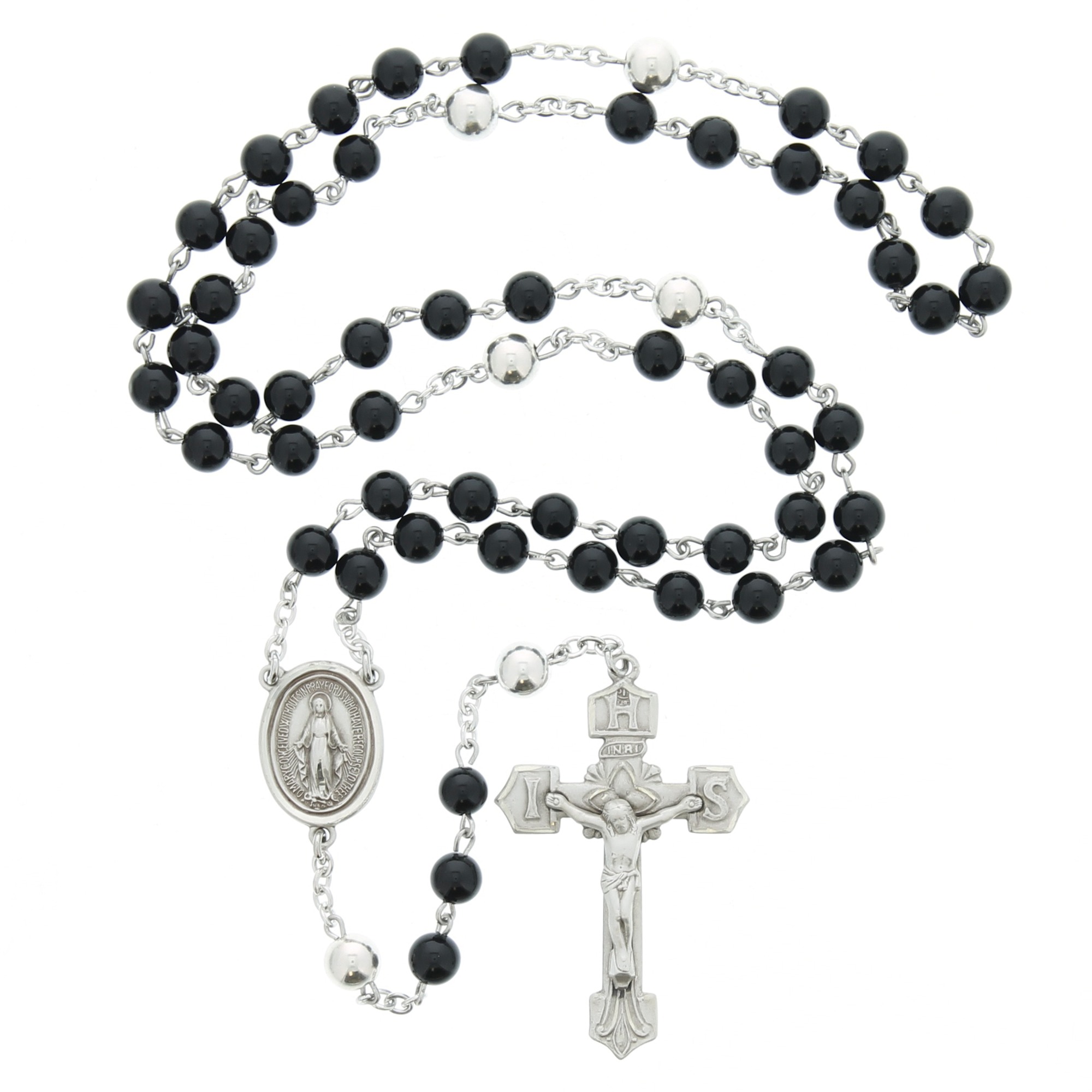 Holy Name Genuine Onyx & Sterling Rosary | Rosary.com™