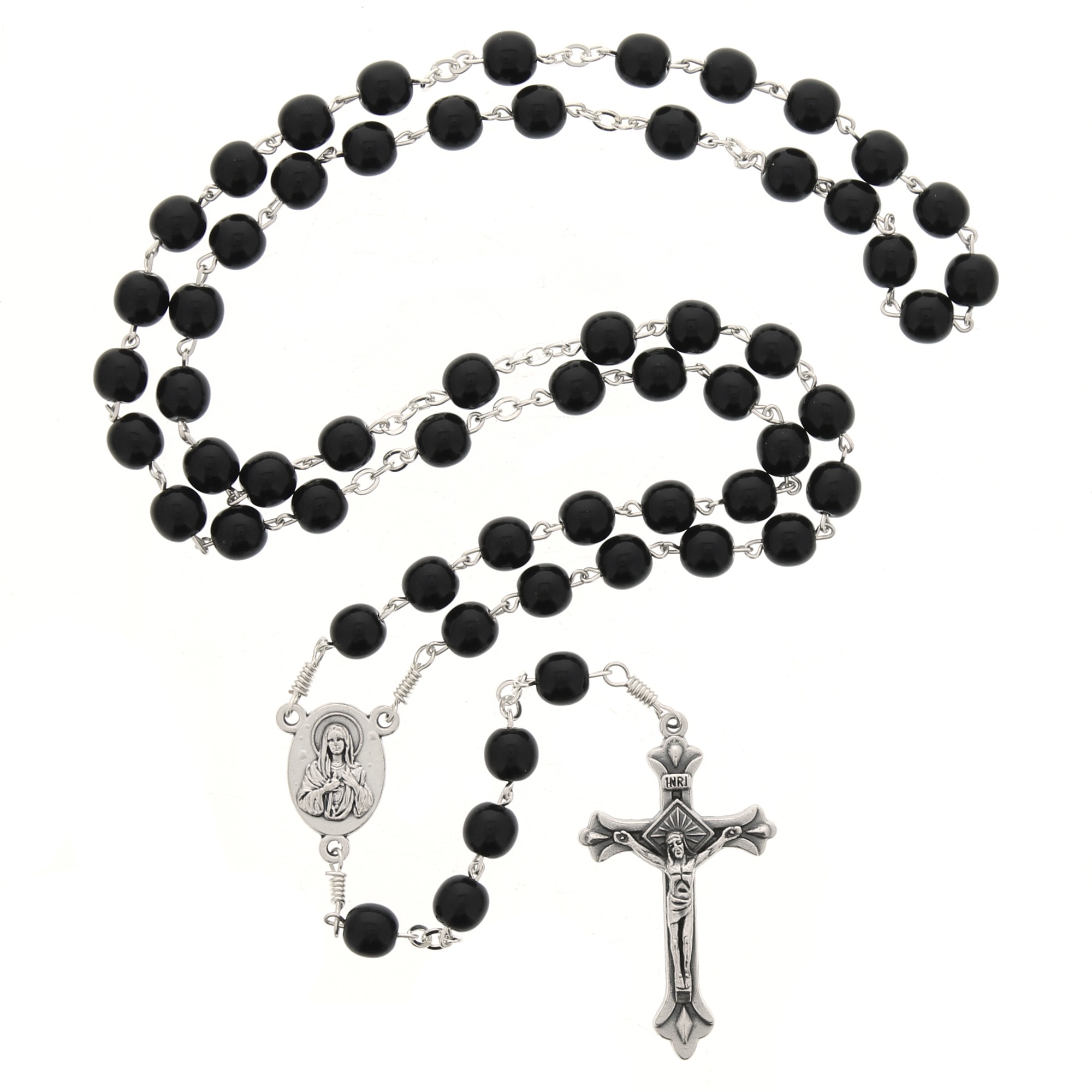 Holy Land Glass Bead Black Rosary | Rosary.com™