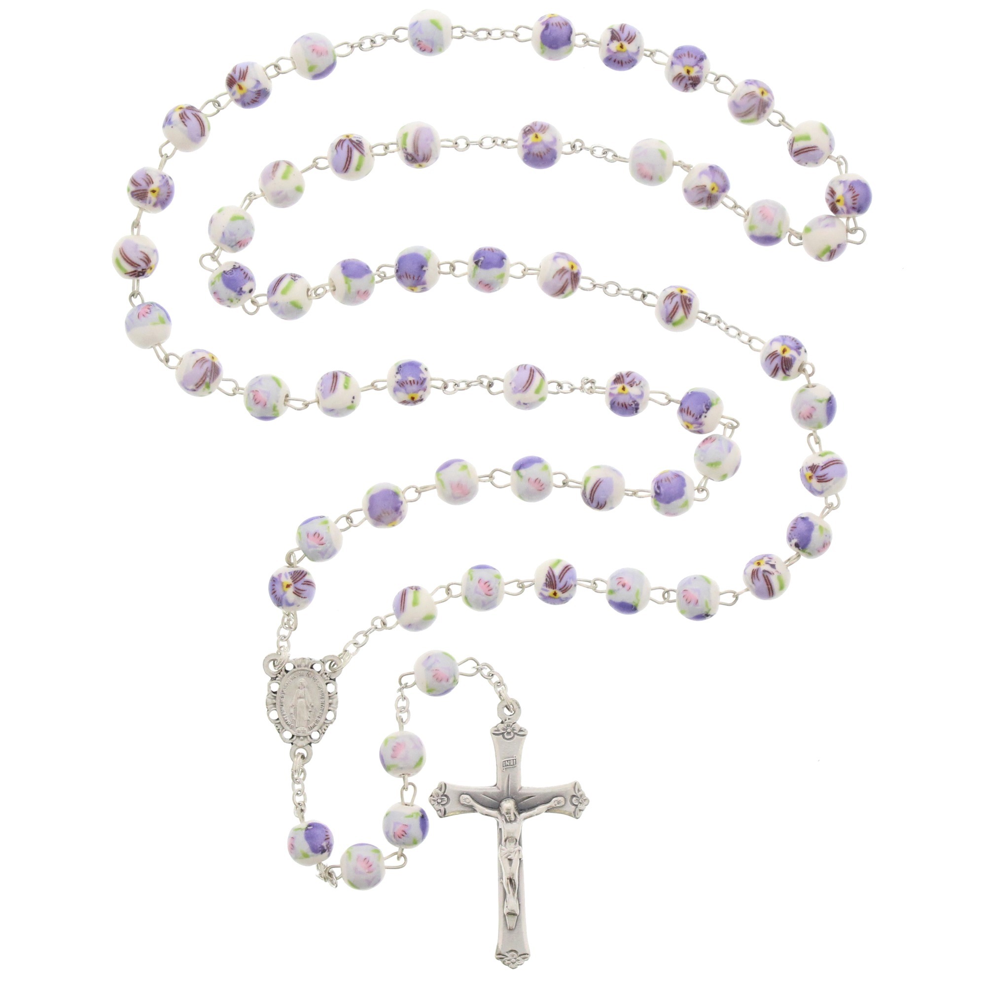 Purple Floral Ceramic Rosary ™