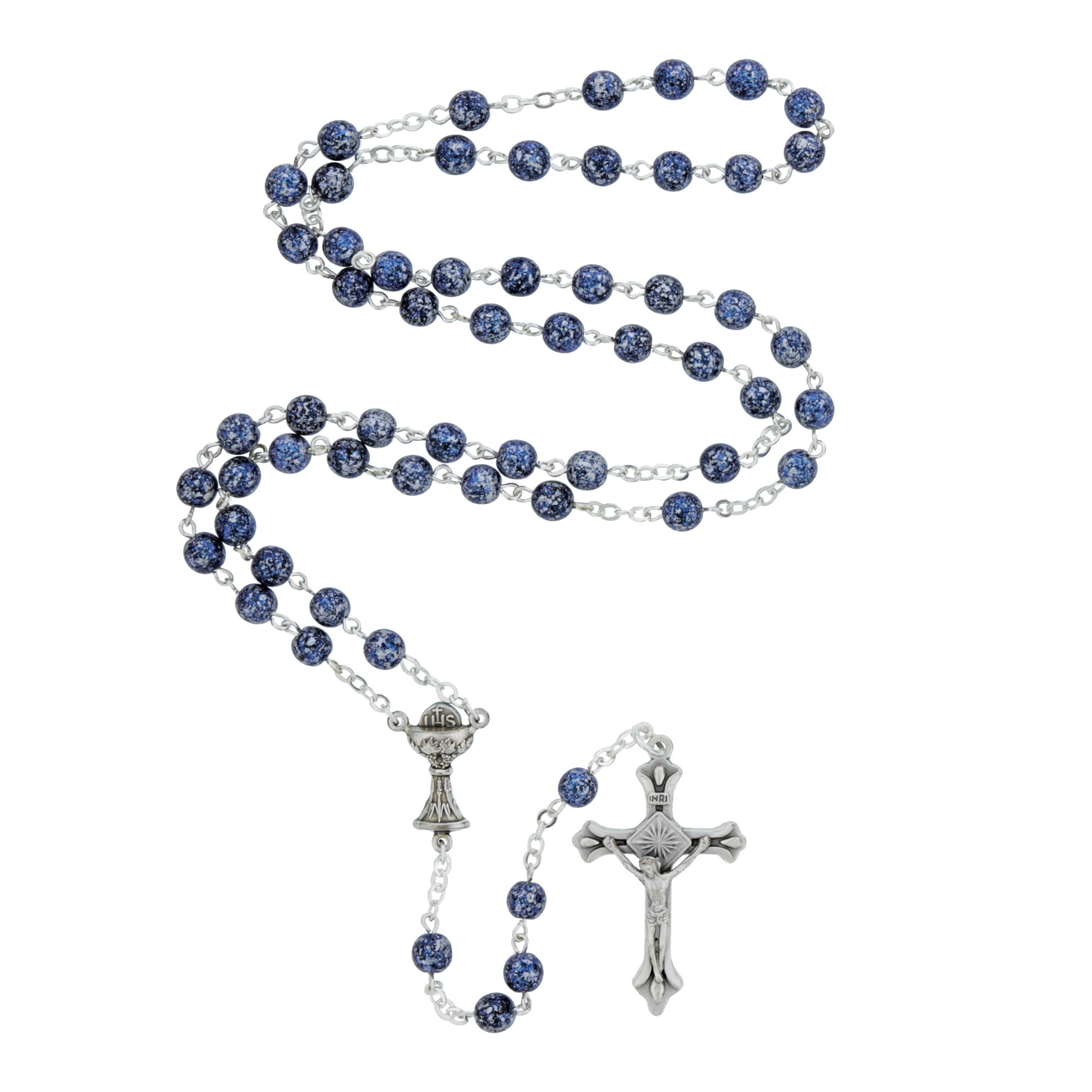 Blue Speckled First Communion Rosary | The Catholic Company®