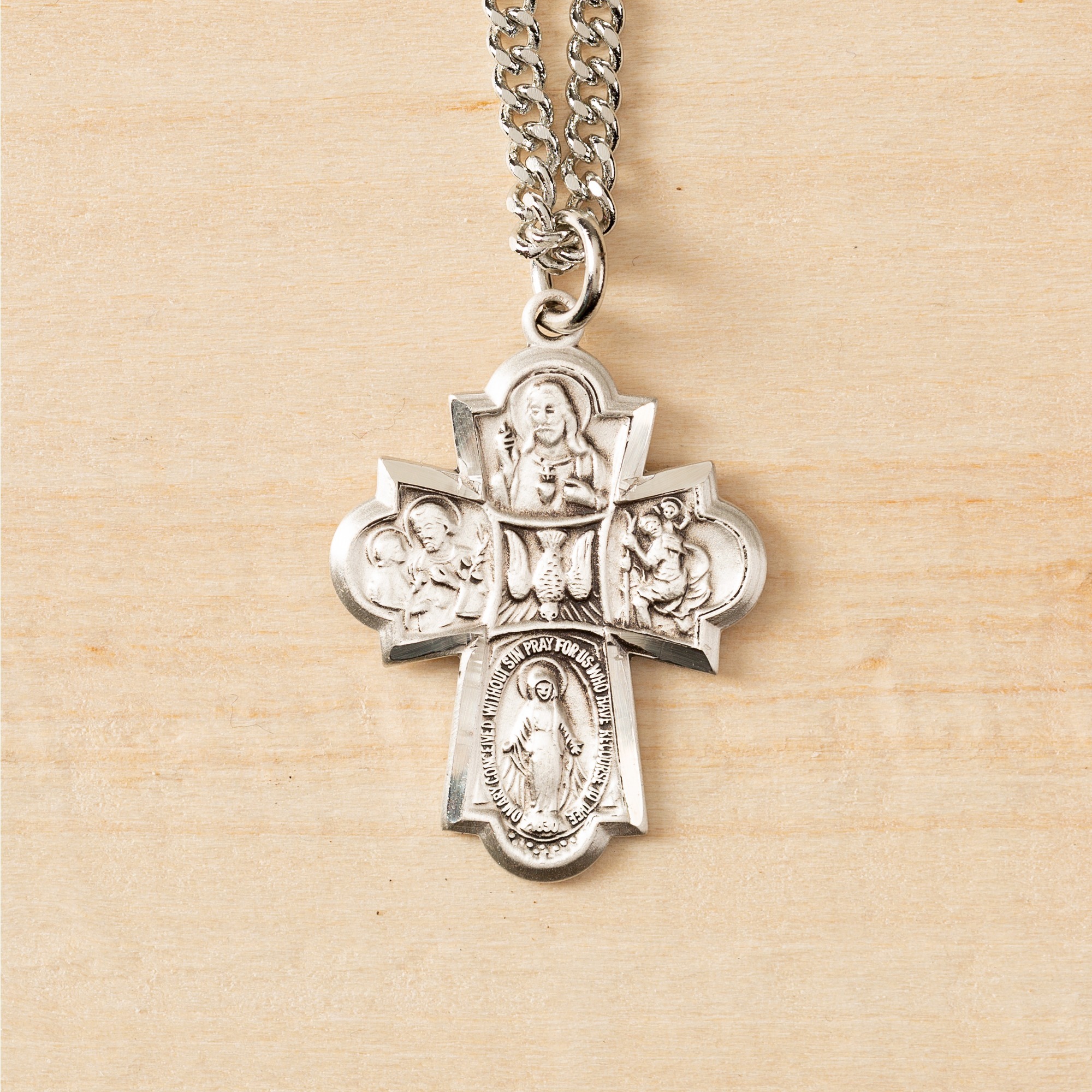 Sterling Silver Four Way Medal On 24 Inch Chain The Catholic Company®