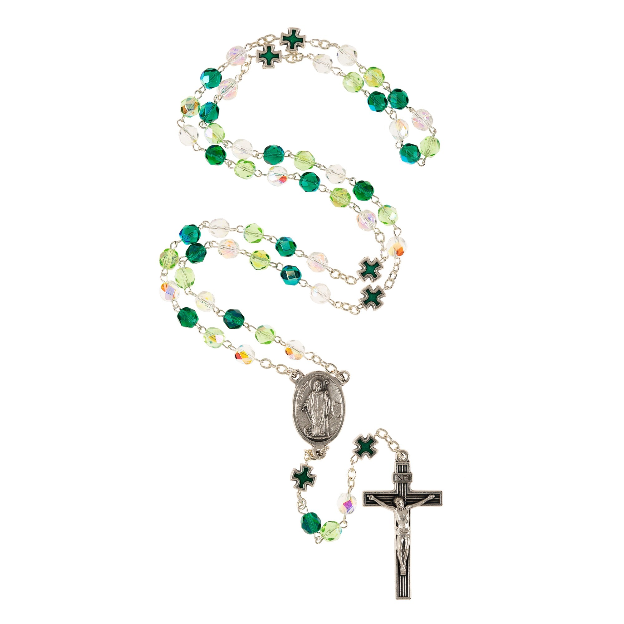 Green Crystal St. Patrick Rosary 