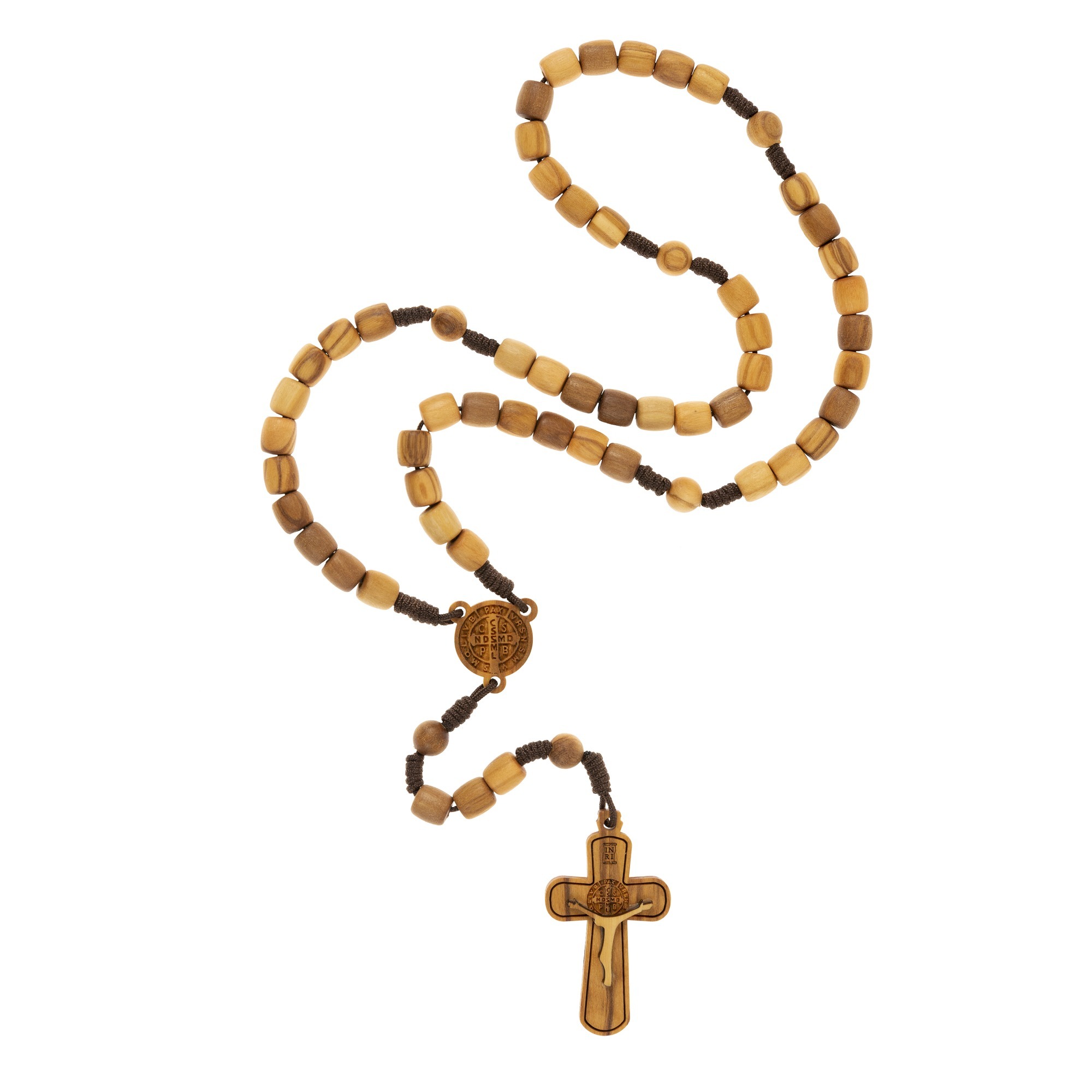 Olive Wood St. Benedict Corded Rosary | The Catholic Company®