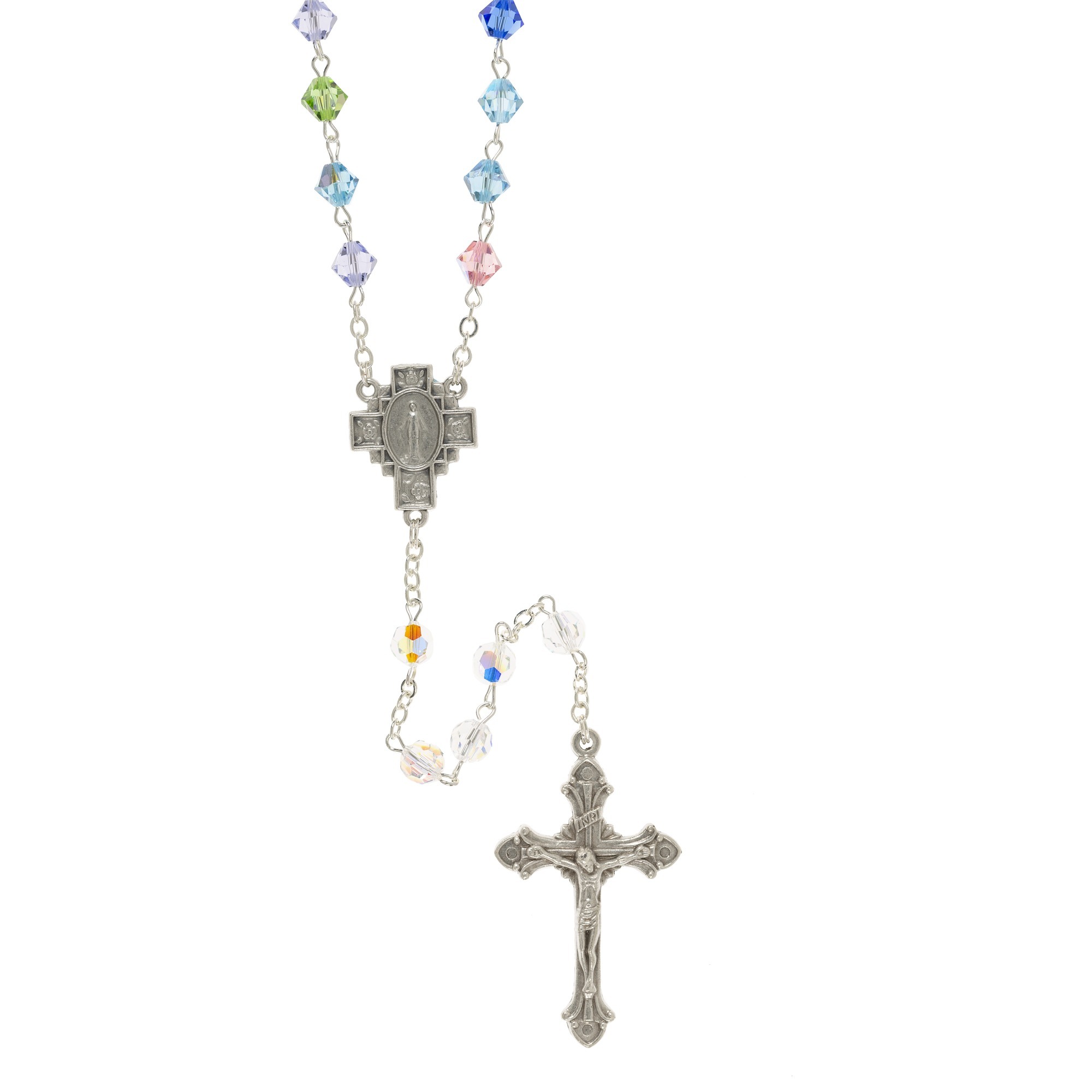Handmade colorful swavorski crystal catholic rosary