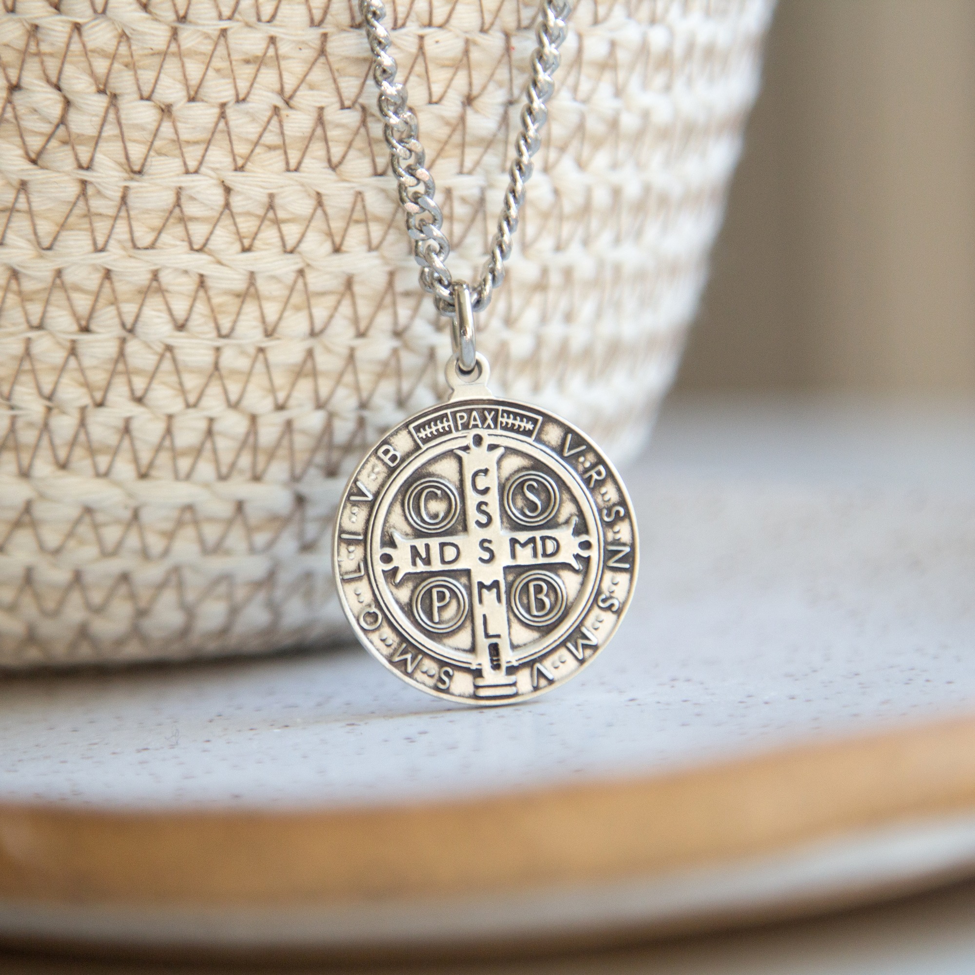 Sterling Silver Saint Benedict Medal, Sterling Silver Saint Benedict