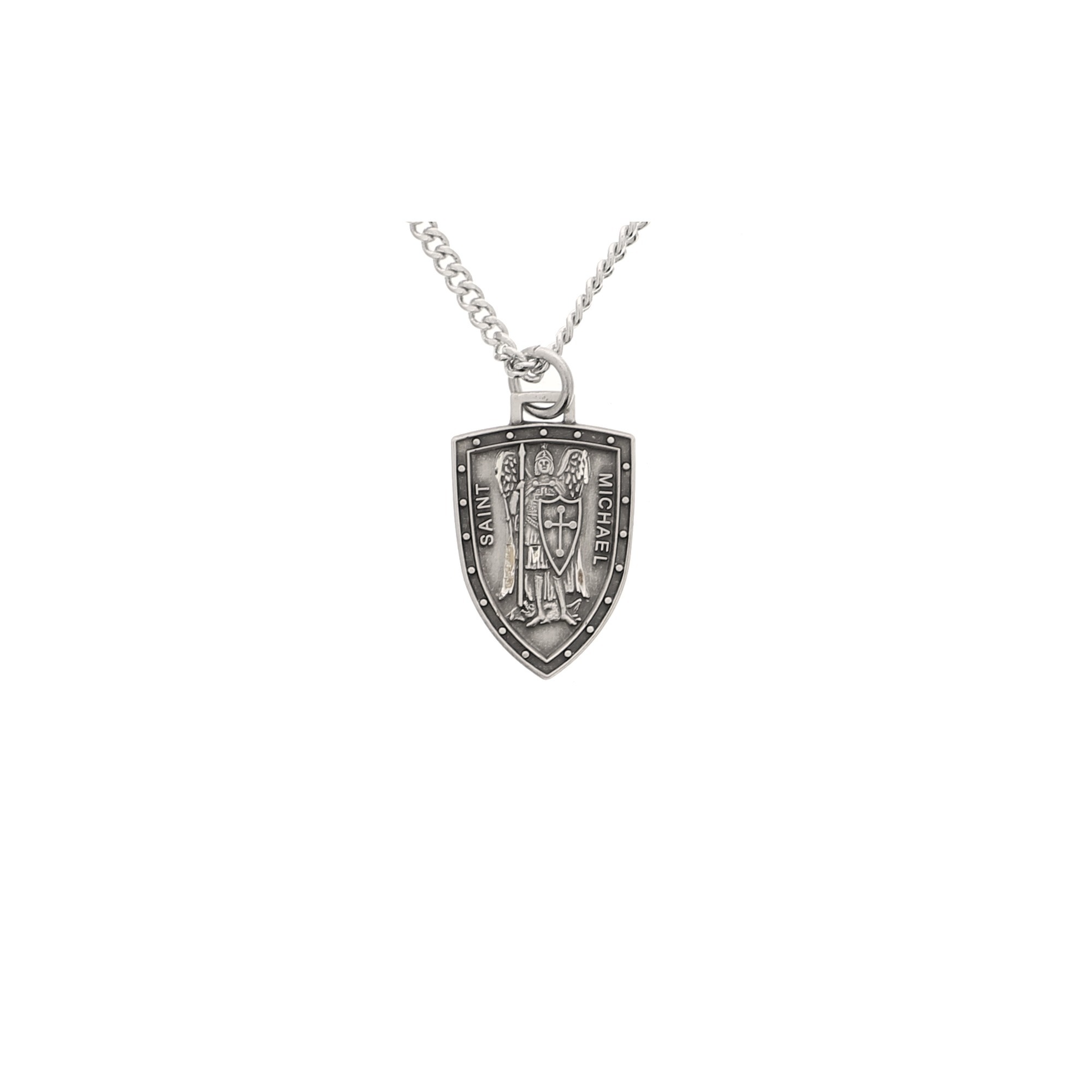 Medium Sterling Silver St. Michael Shield Medal Necklace | The Catholic ...