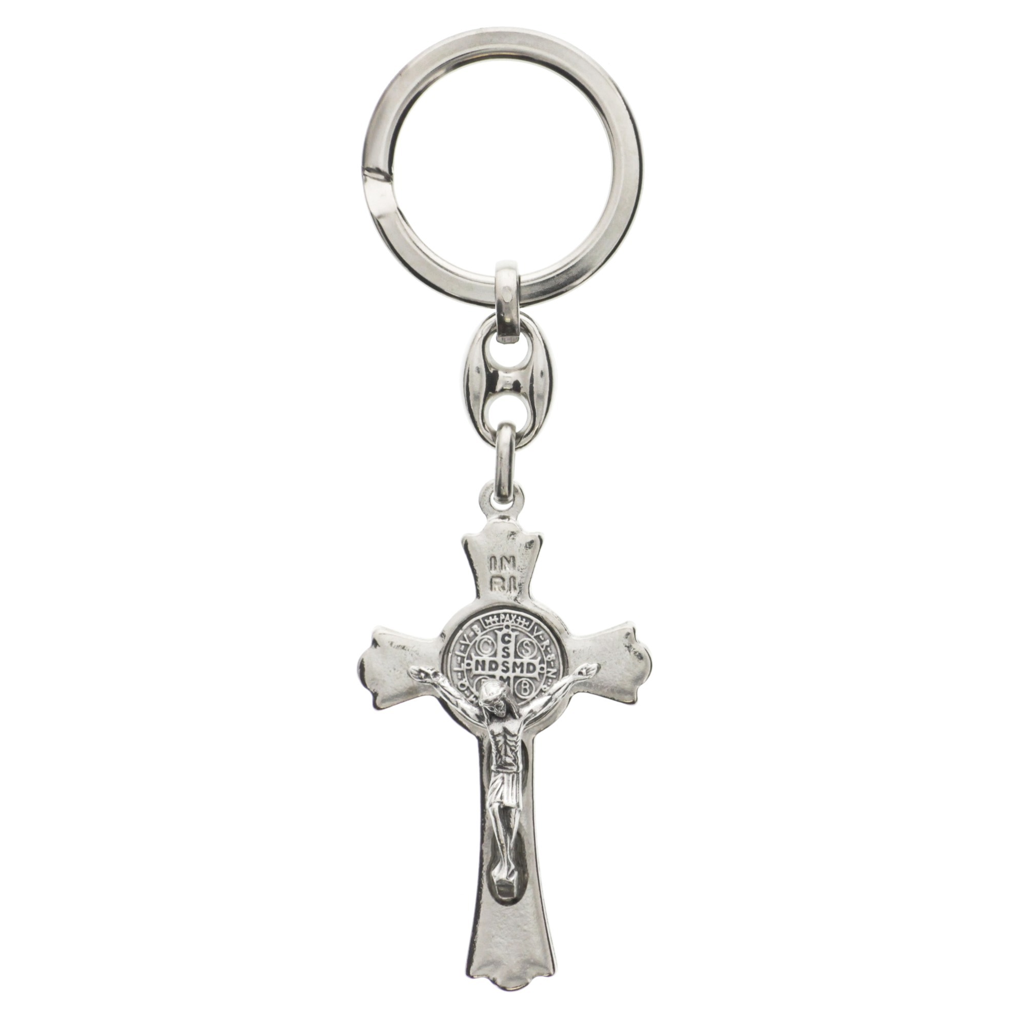 St. Benedict Silver Crucifix Key Chain | The Catholic Company®