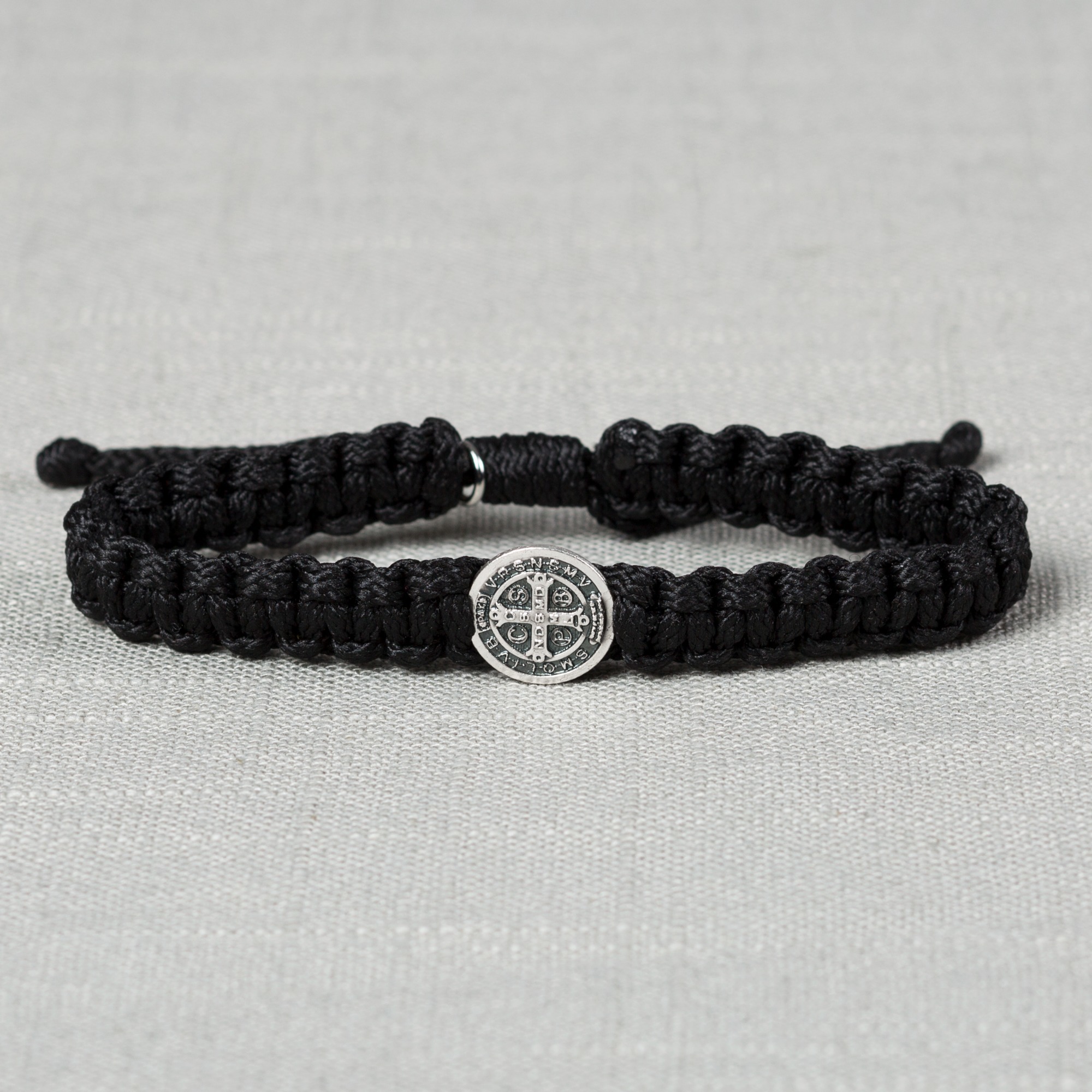 Black St. Benedict Macrame Men's Bracelet | The Catholic Company®