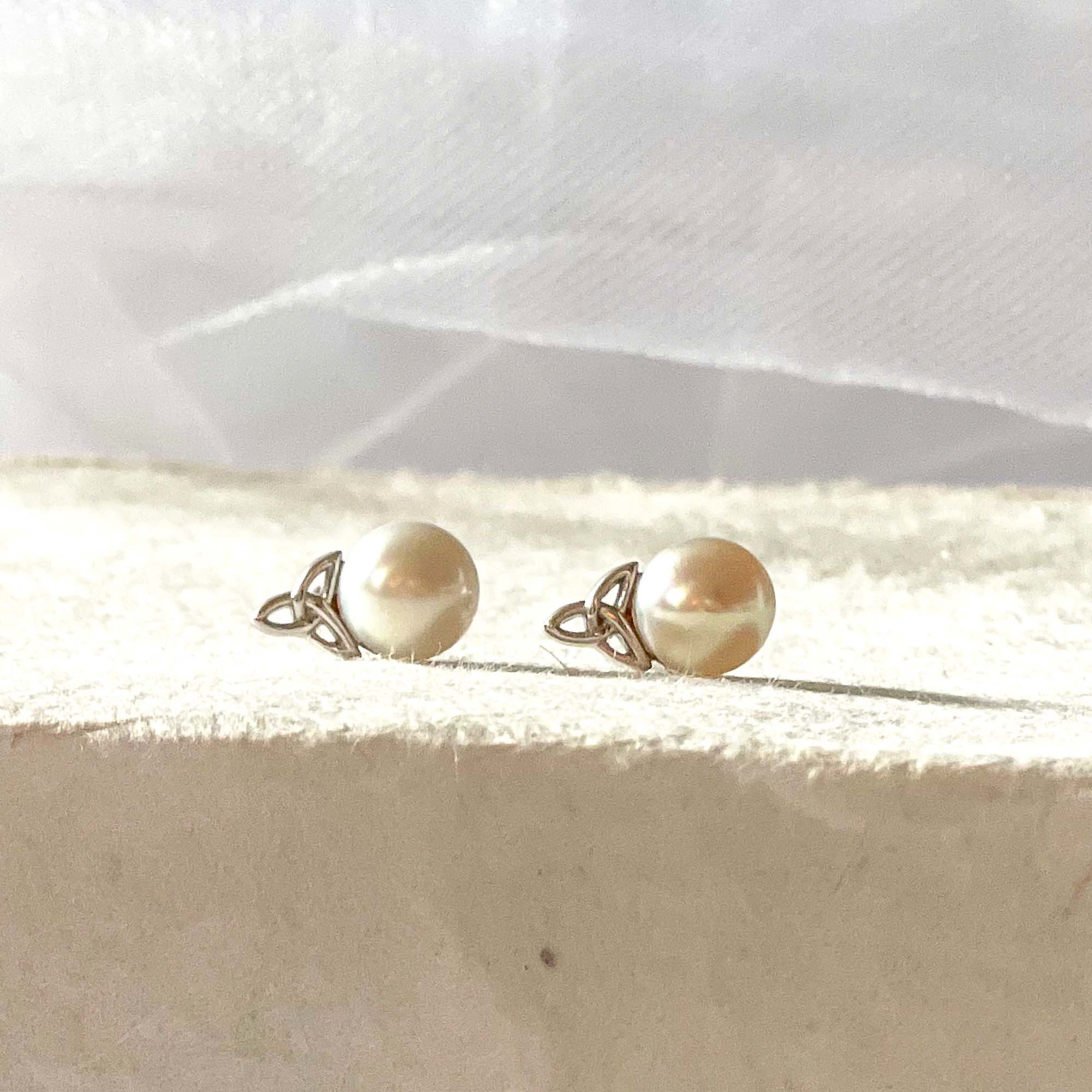 Sterling & Pearl Trinity Knot Stud Earrings The Catholic Company®
