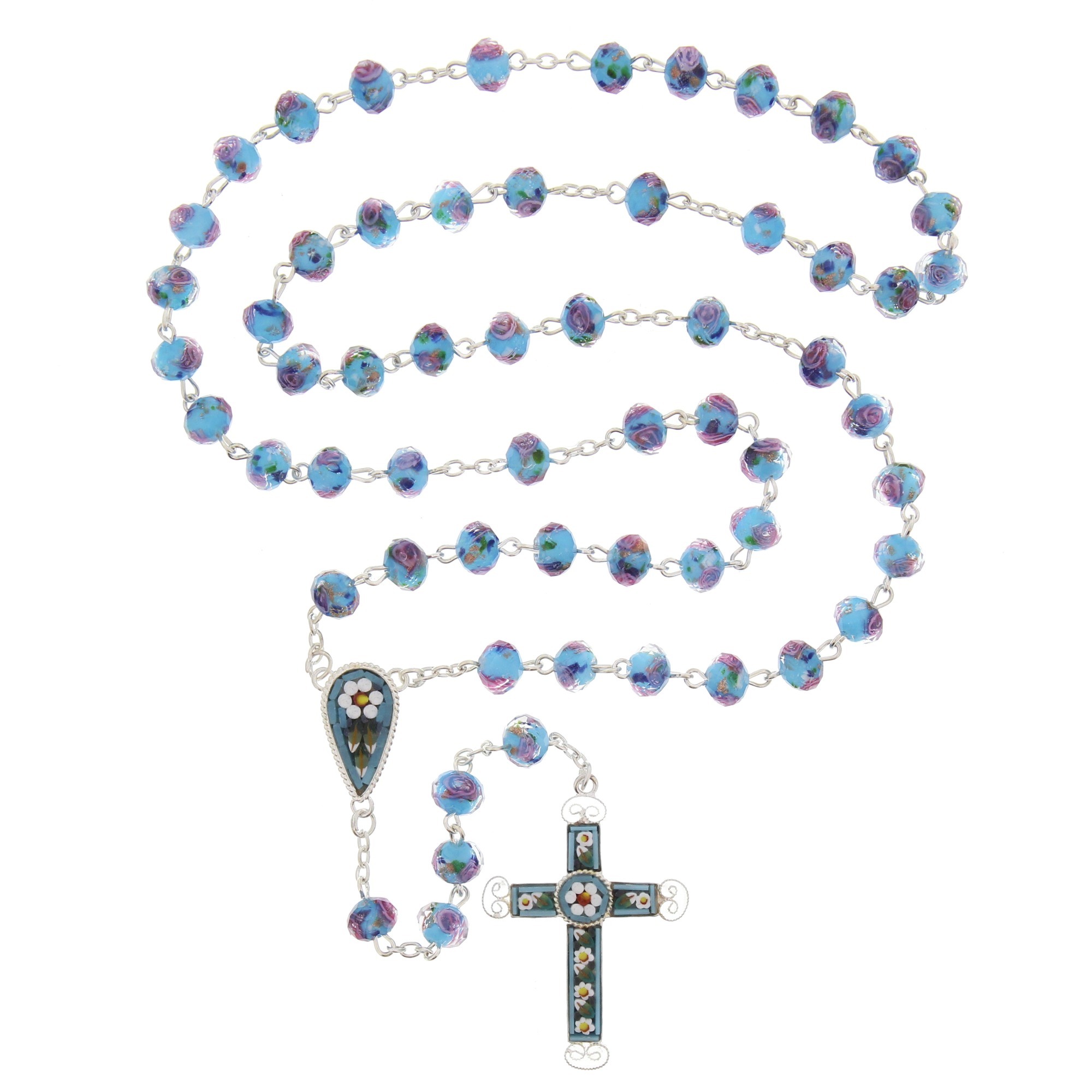 Aqua Blue Florentine Mosaic Rosary | Rosary.com™