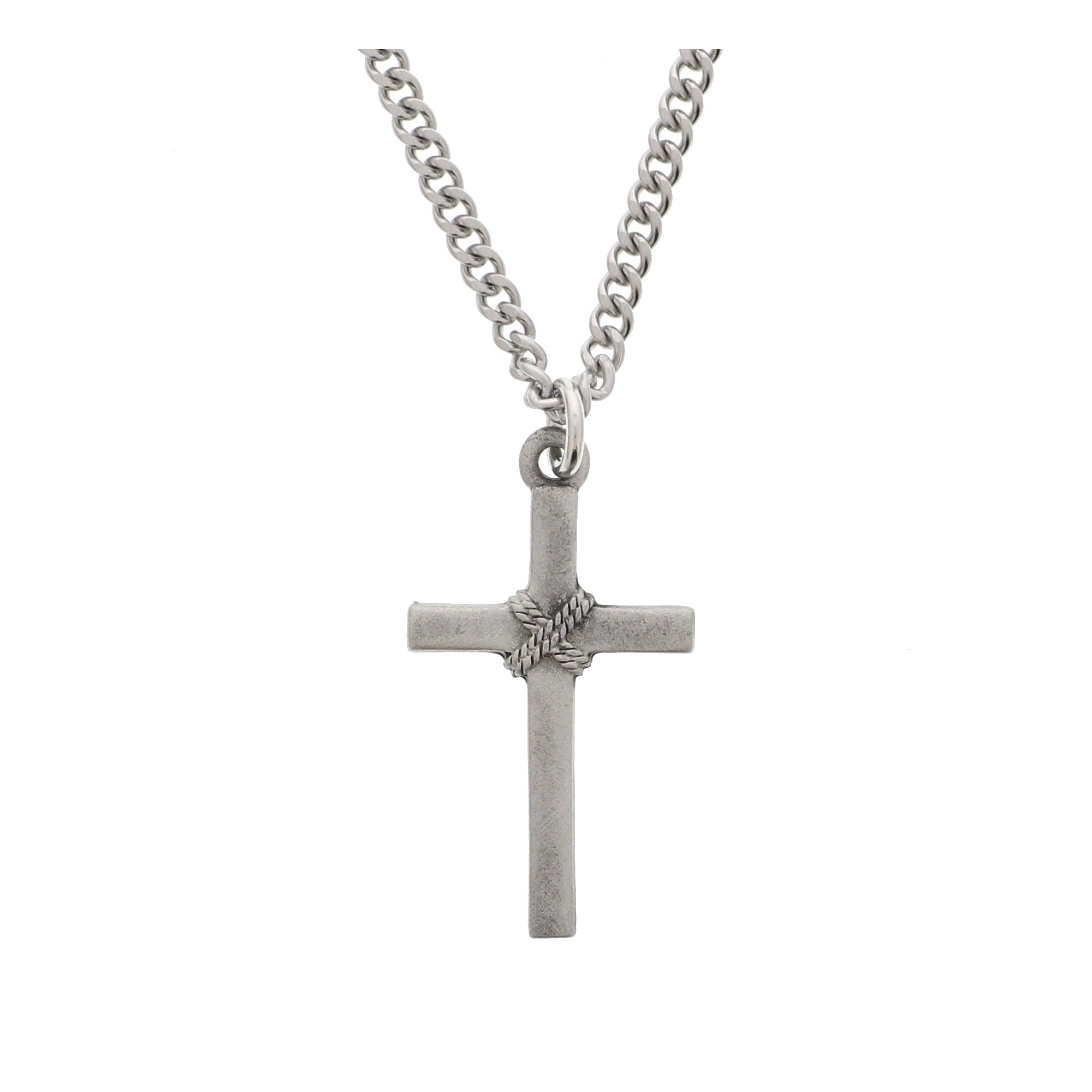 Pewter Rope Cross Necklace | The Catholic Company®