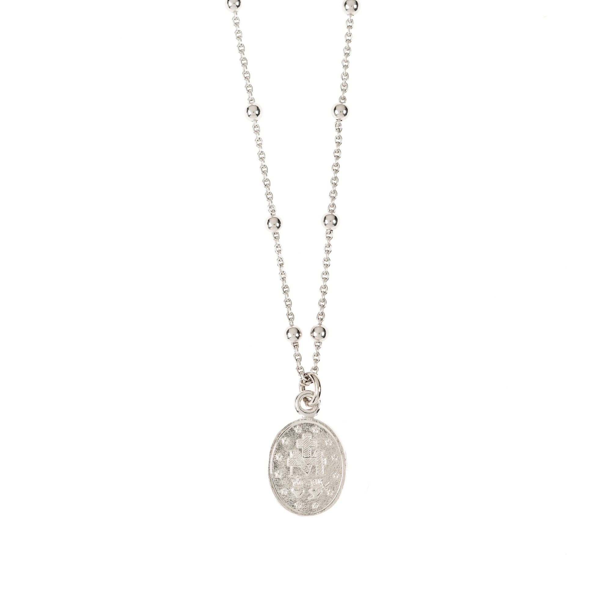 Silver Miraculous Medal Beaded Chain Necklace | The Catholic Company®