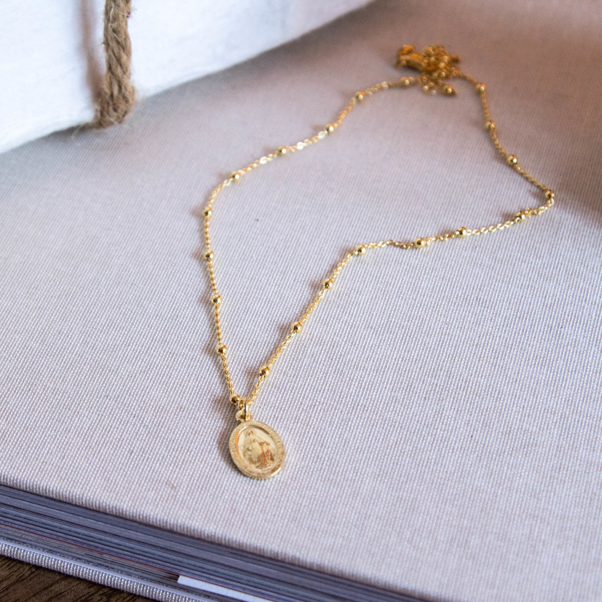 Gold Miraculous Medal Beaded Chain Necklace | The Catholic Company®