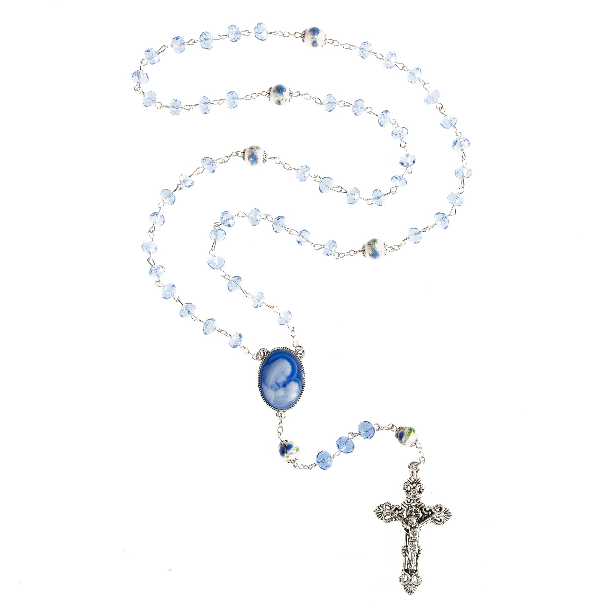 Blue Crystal Cameo Rosary | Rosary.com™