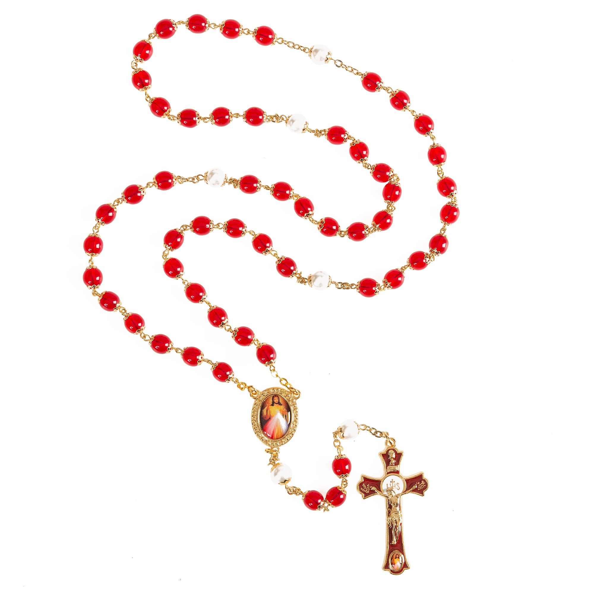 Red Divine Mercy Decal Rosary | Rosary.com™