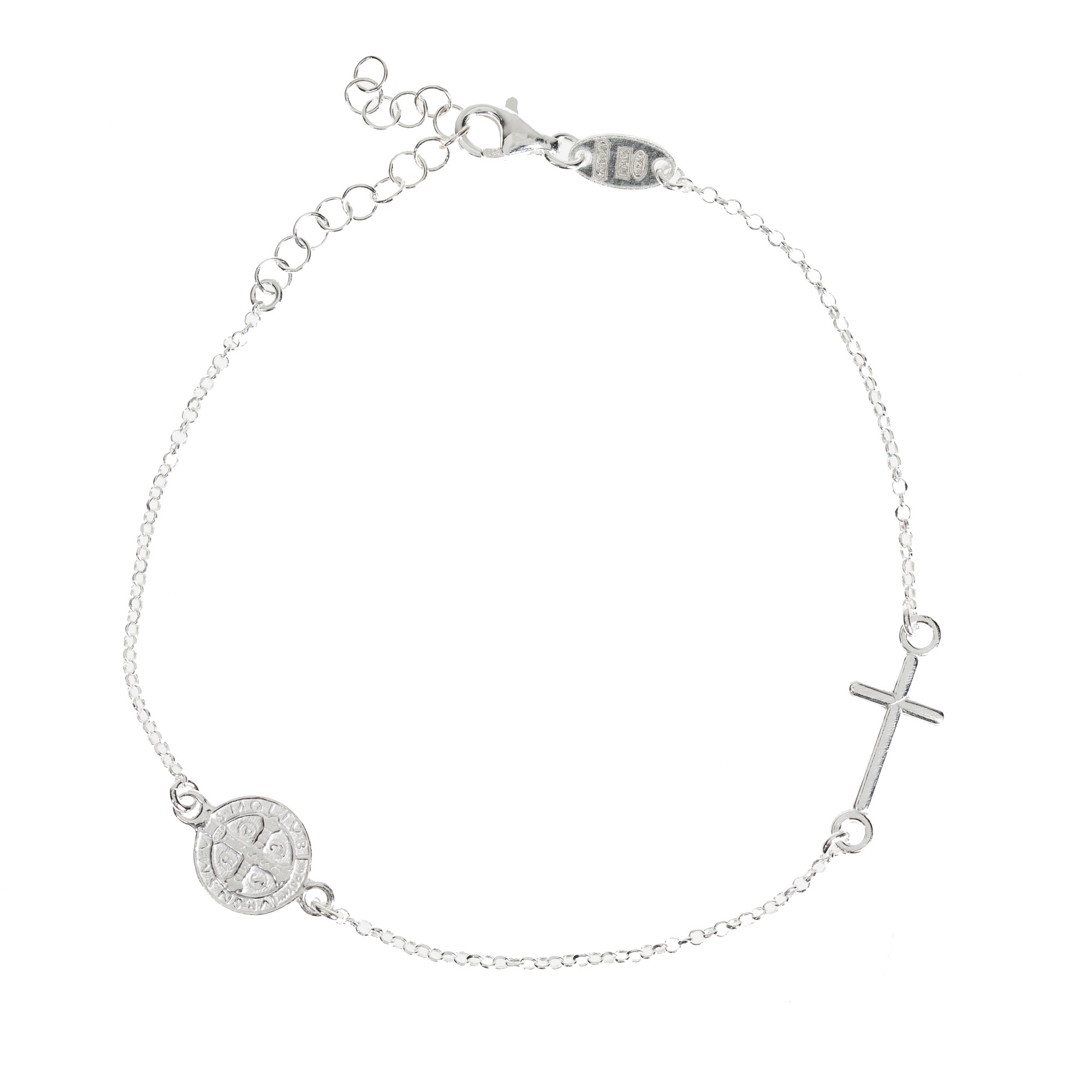 Silver St. Benedict Chain Bracelet with Cross | The Catholic Company®