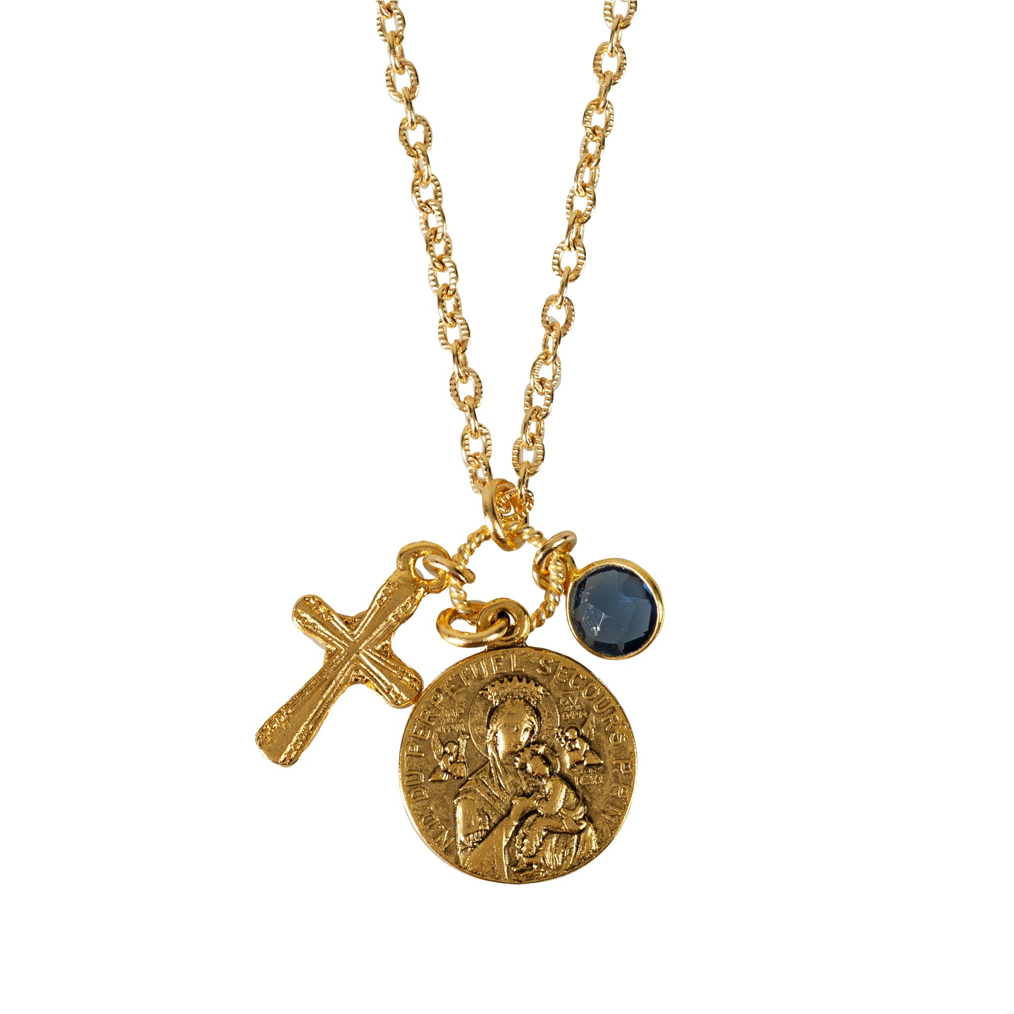 St. Gerard and Mary Cross Necklace with Bauble | The Catholic Company®