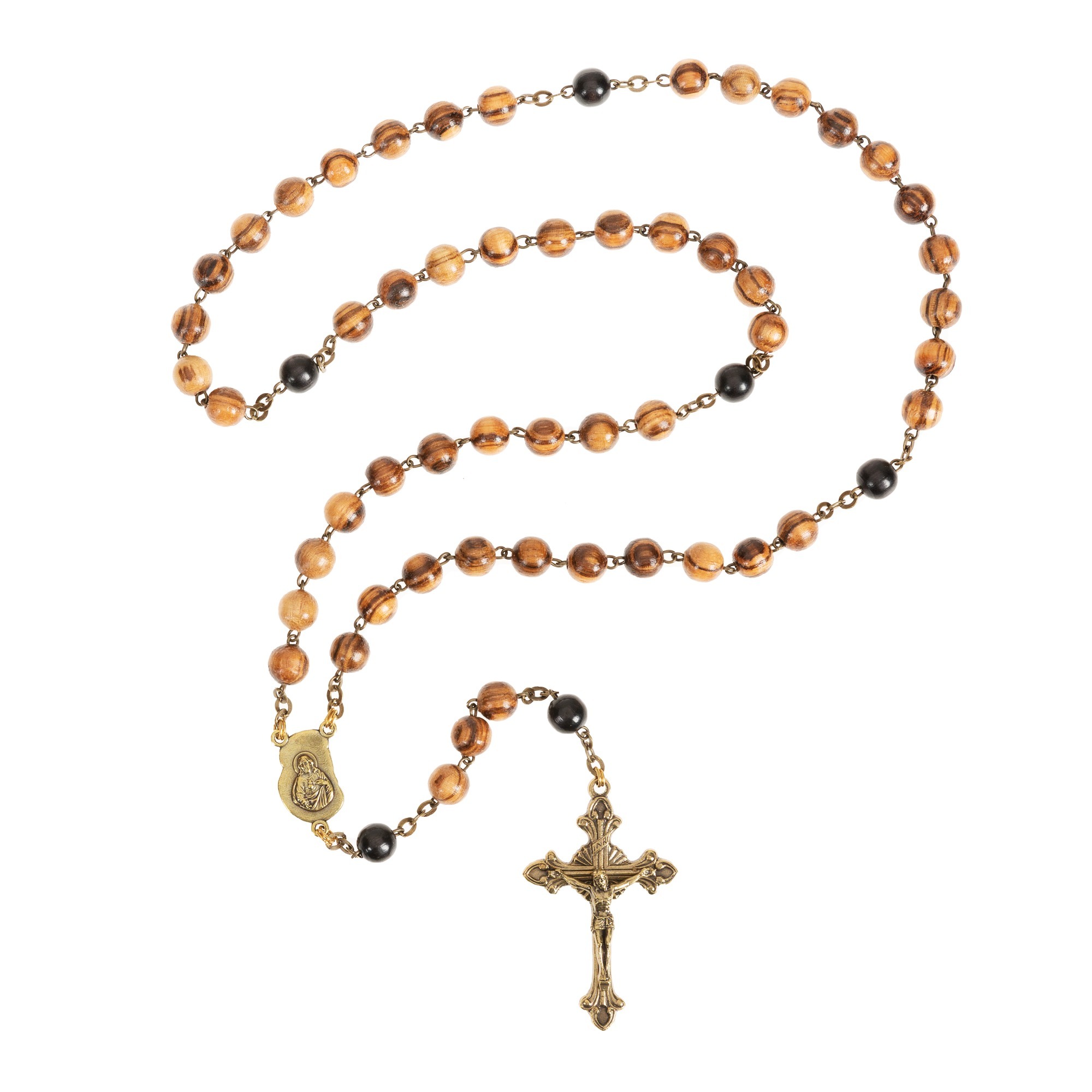 Italian Striped Wood and Gold Rosary | The Catholic Company®