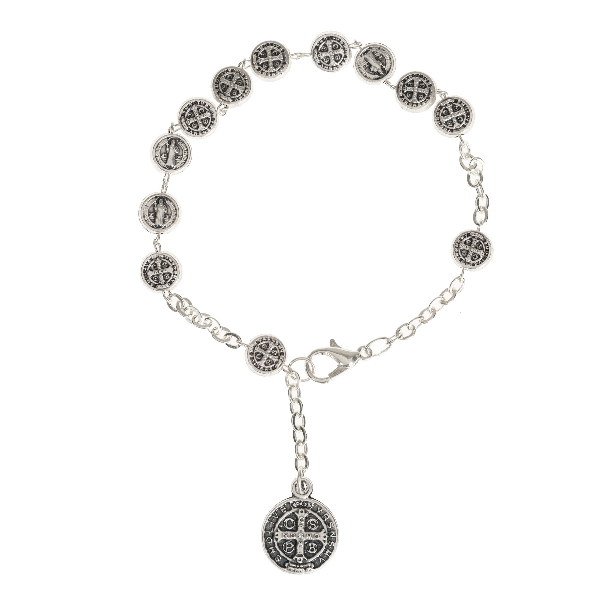 Silver St. Benedict Medal Rosary Bracelet | The Catholic Company®
