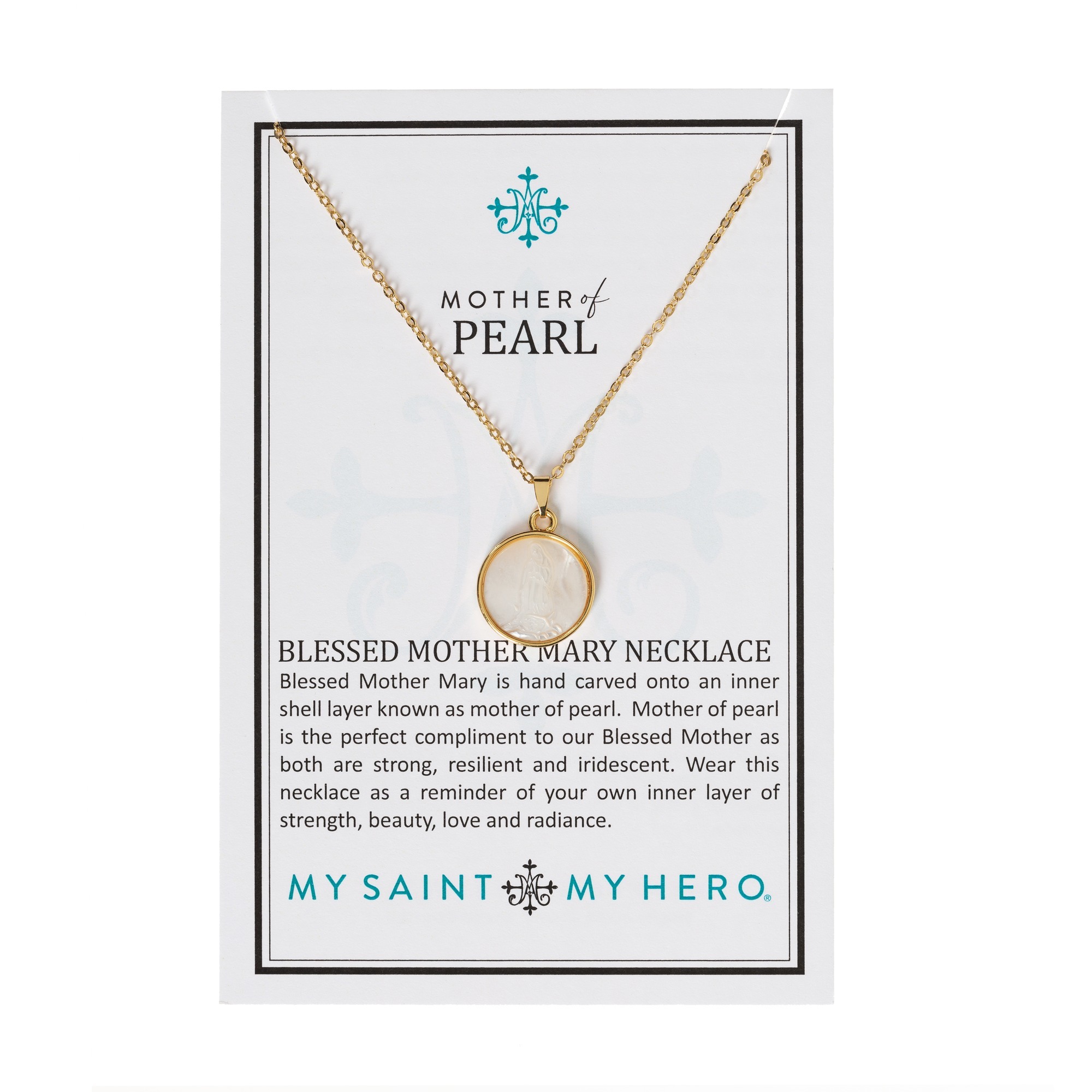 Hand Carved Mother of Pearl Marian Necklace The Catholic Company®