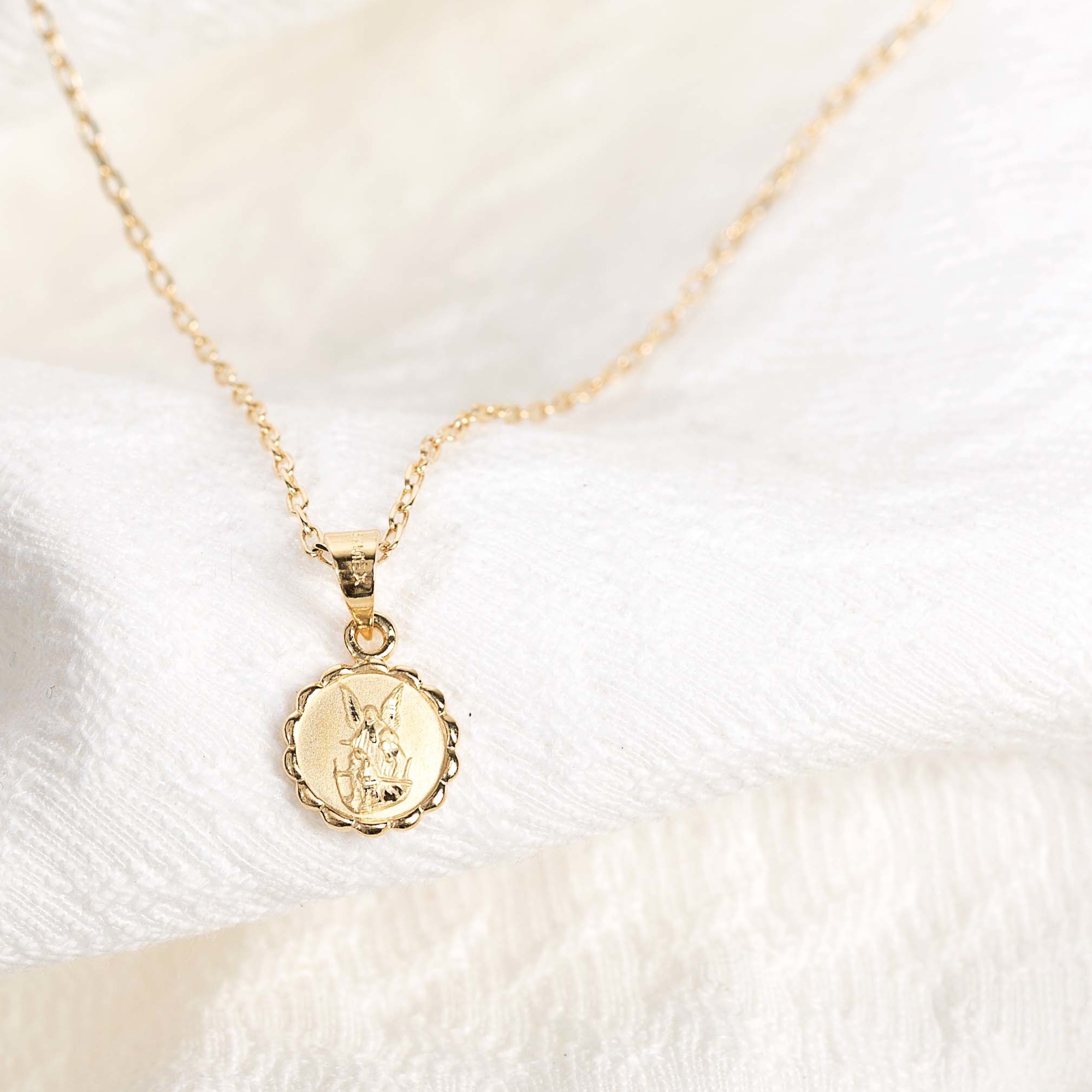 Gold Plated Guardian Angel Medal Necklace | The Catholic Company®