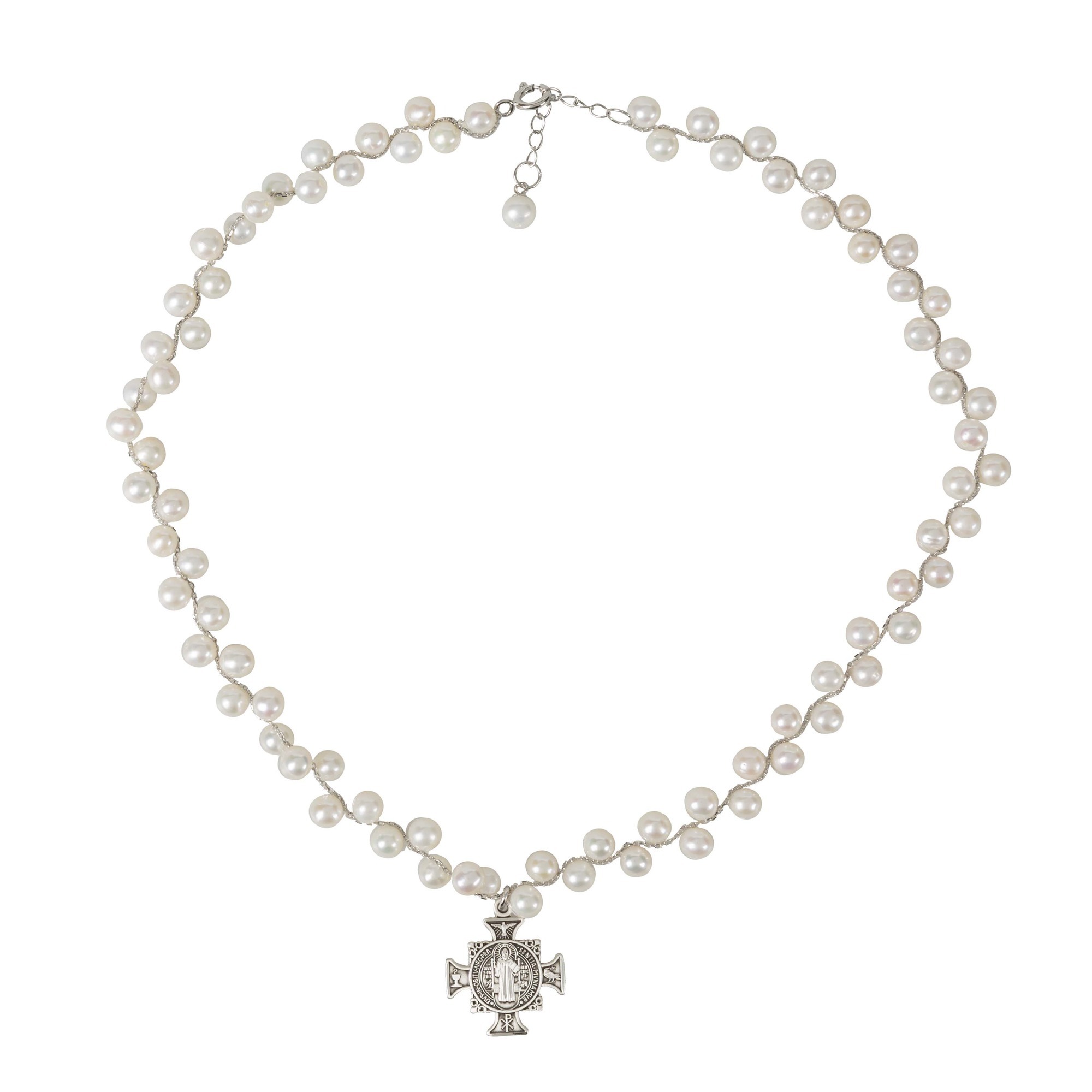 Grapevine Pearl St. Benedict Cross Necklace | The Catholic Company®