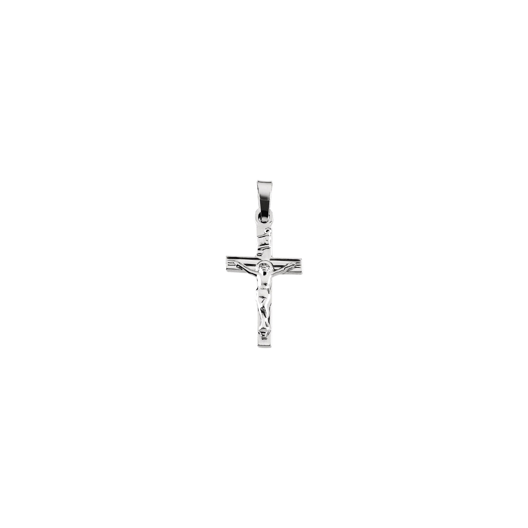 14kt White Crucifix Pendant 17.50X11 | The Catholic Company®
