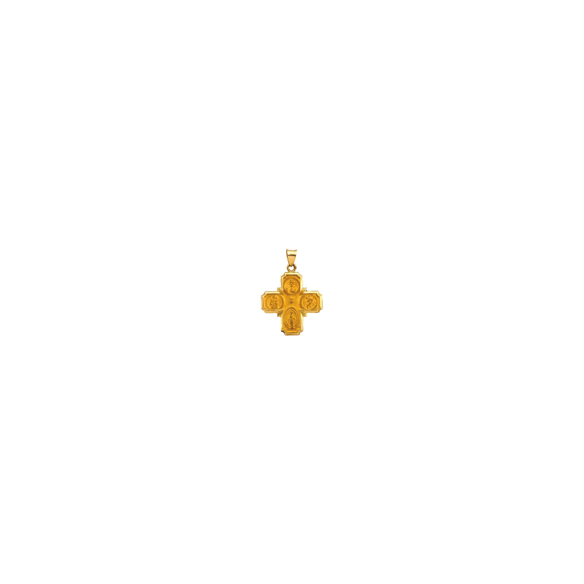 14kt Yellow Gold 25x24.25mm Hollow Four-Way Cross Medal | The Catholic ...