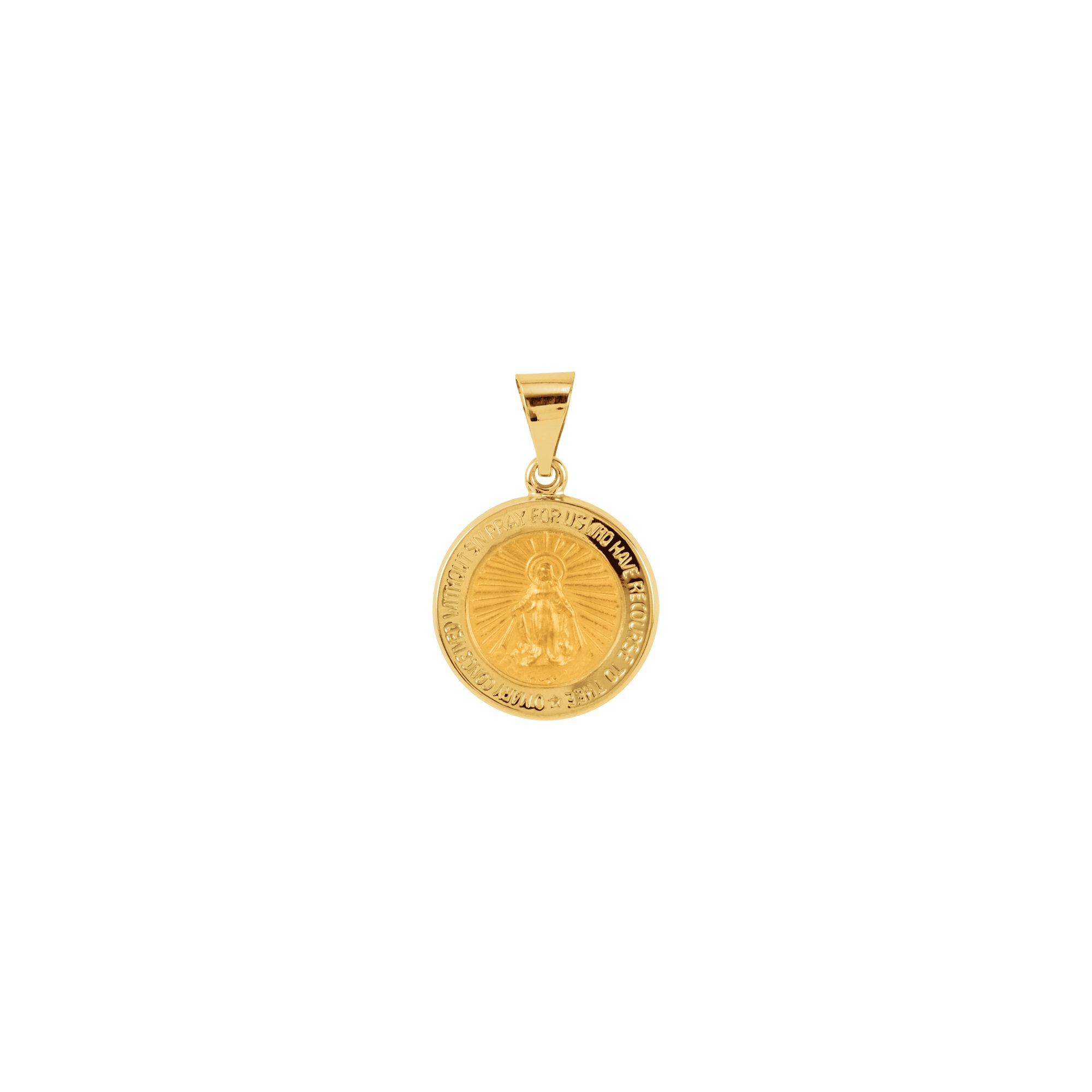 14kt Yellow Gold 15mm Hollow Round Miraculous Medal | The Catholic Company®