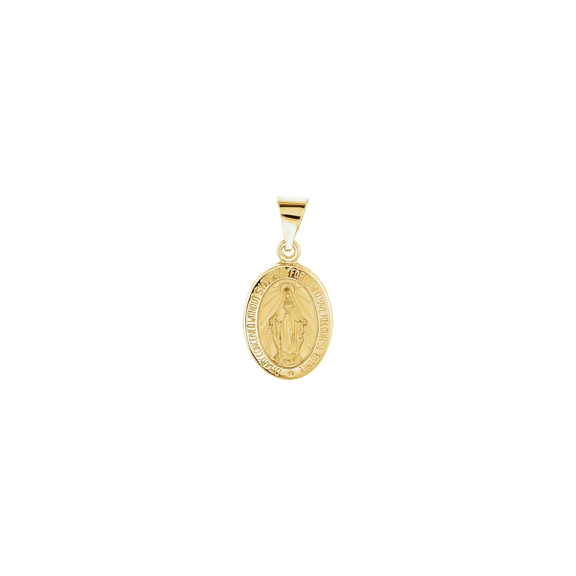14kt Yellow Gold 15x11.5mm Oval Hollow Miraculous Medal | The Catholic ...