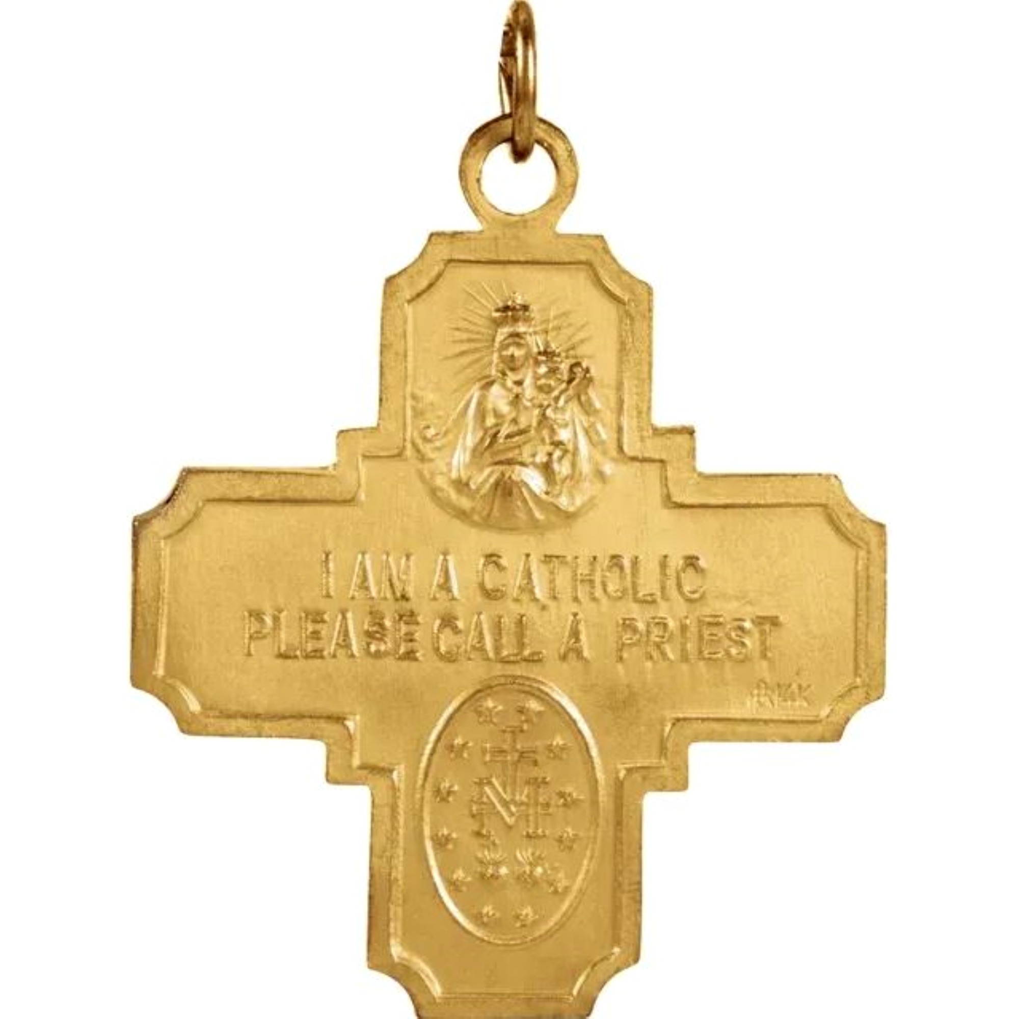 14kt Yellow Gold 12x12mm FourWay Cross Medal The Catholic Company®