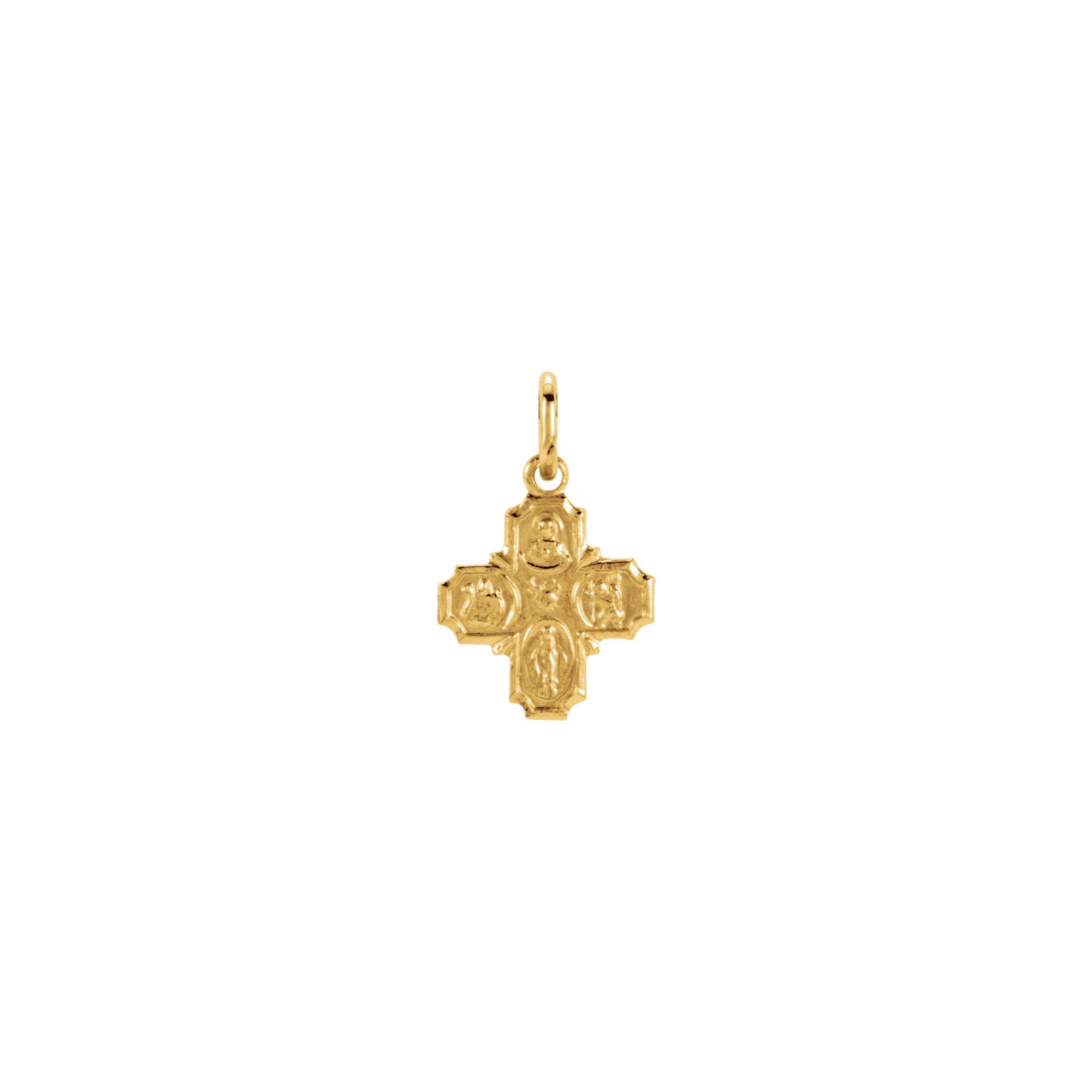 14kt Yellow Gold 8x8mm Four-Way Cross Medal | The Catholic Company®