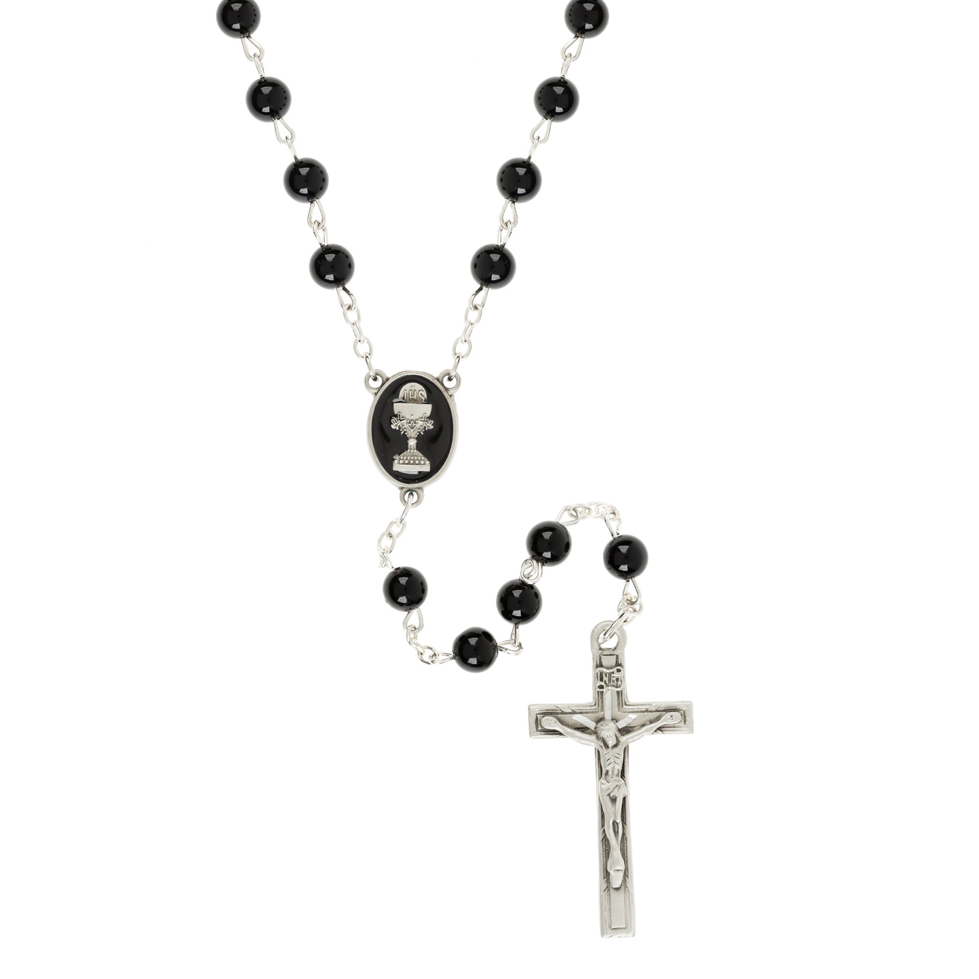 Black Glass First Chalice Communion Rosary | The Catholic Company®
