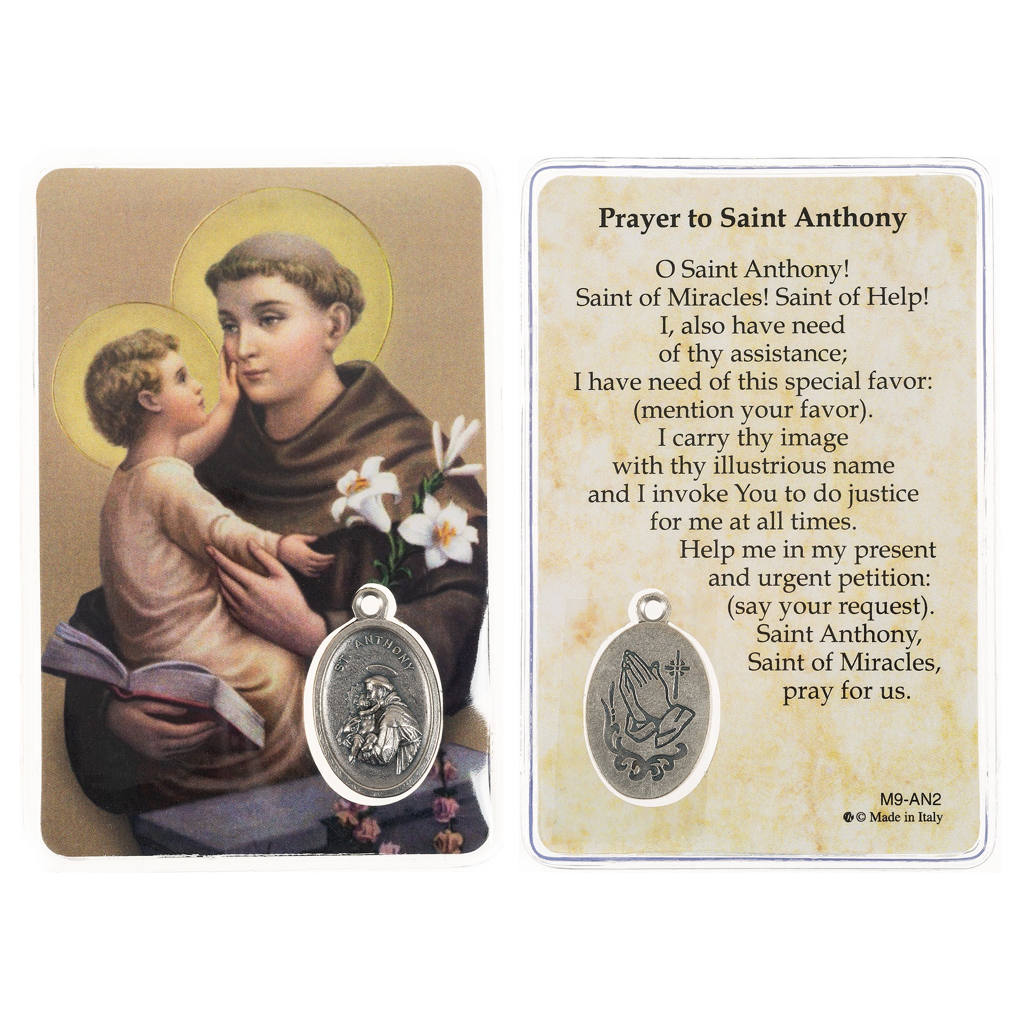 Laminated St Anthony Prayer Card With Medal The Catholic Company®
