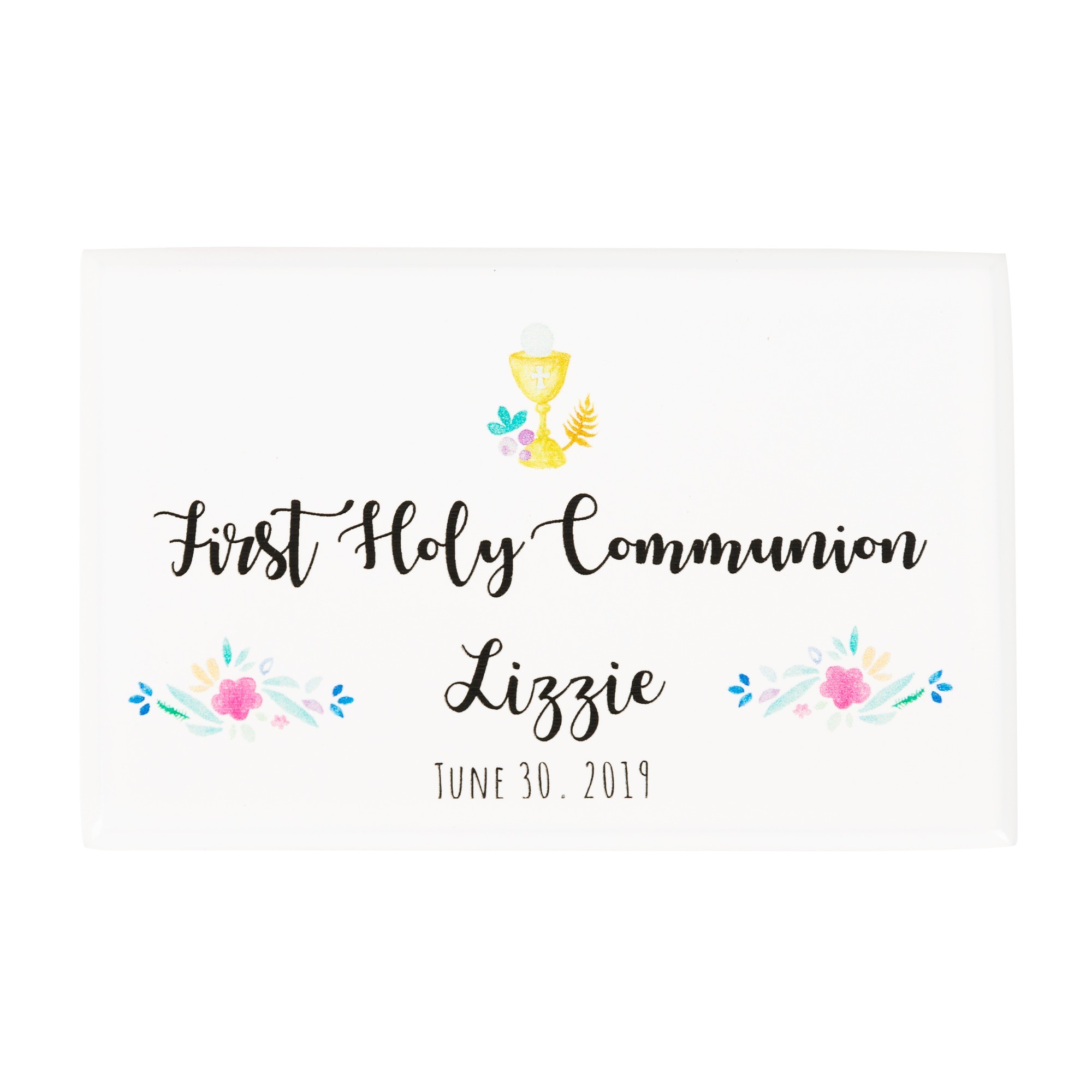 Personalized First Communion Watercolor Wood Box - Girl | The Catholic ...