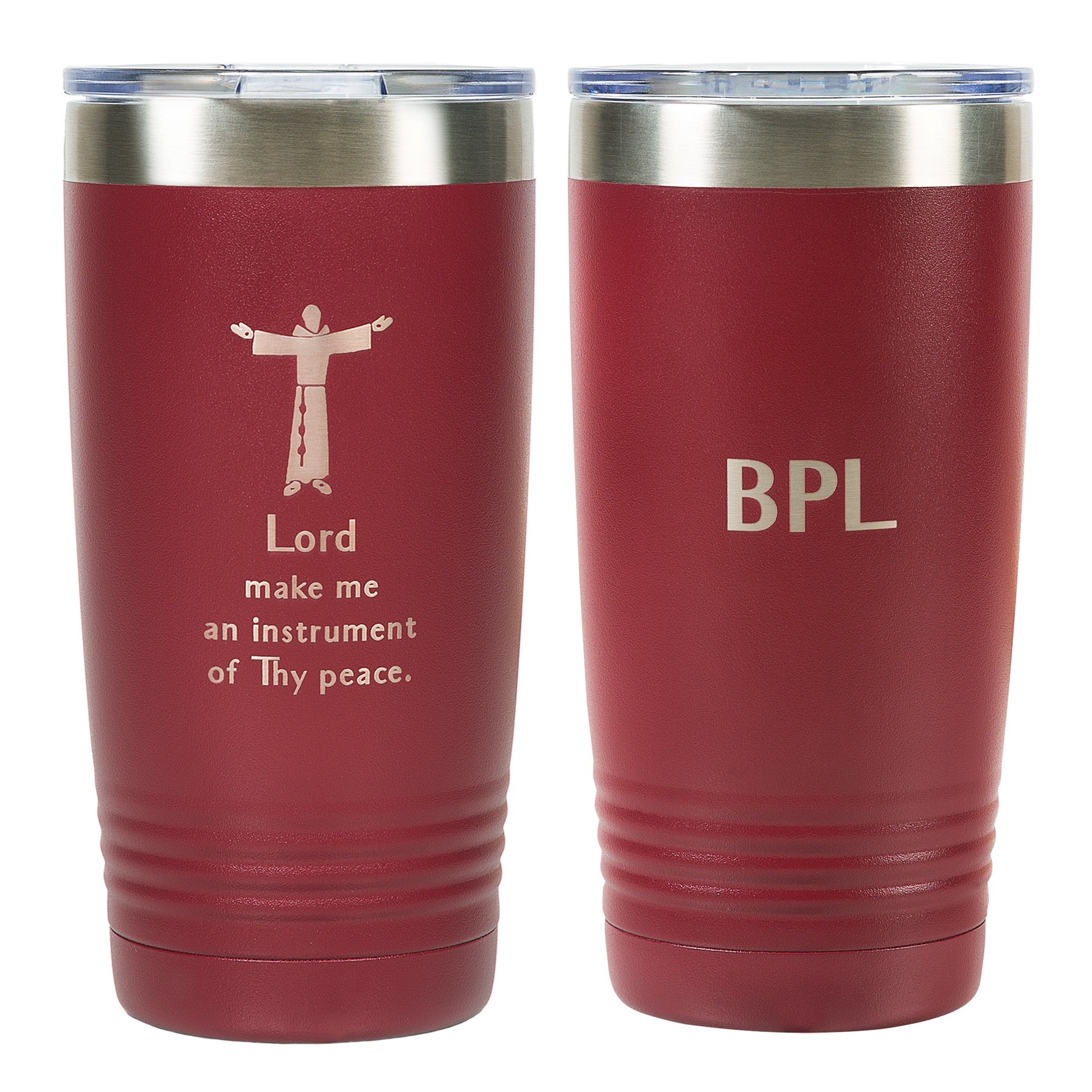 Personalized St. Francis Prayer Maroon 20oz Tumbler | The Catholic Company®