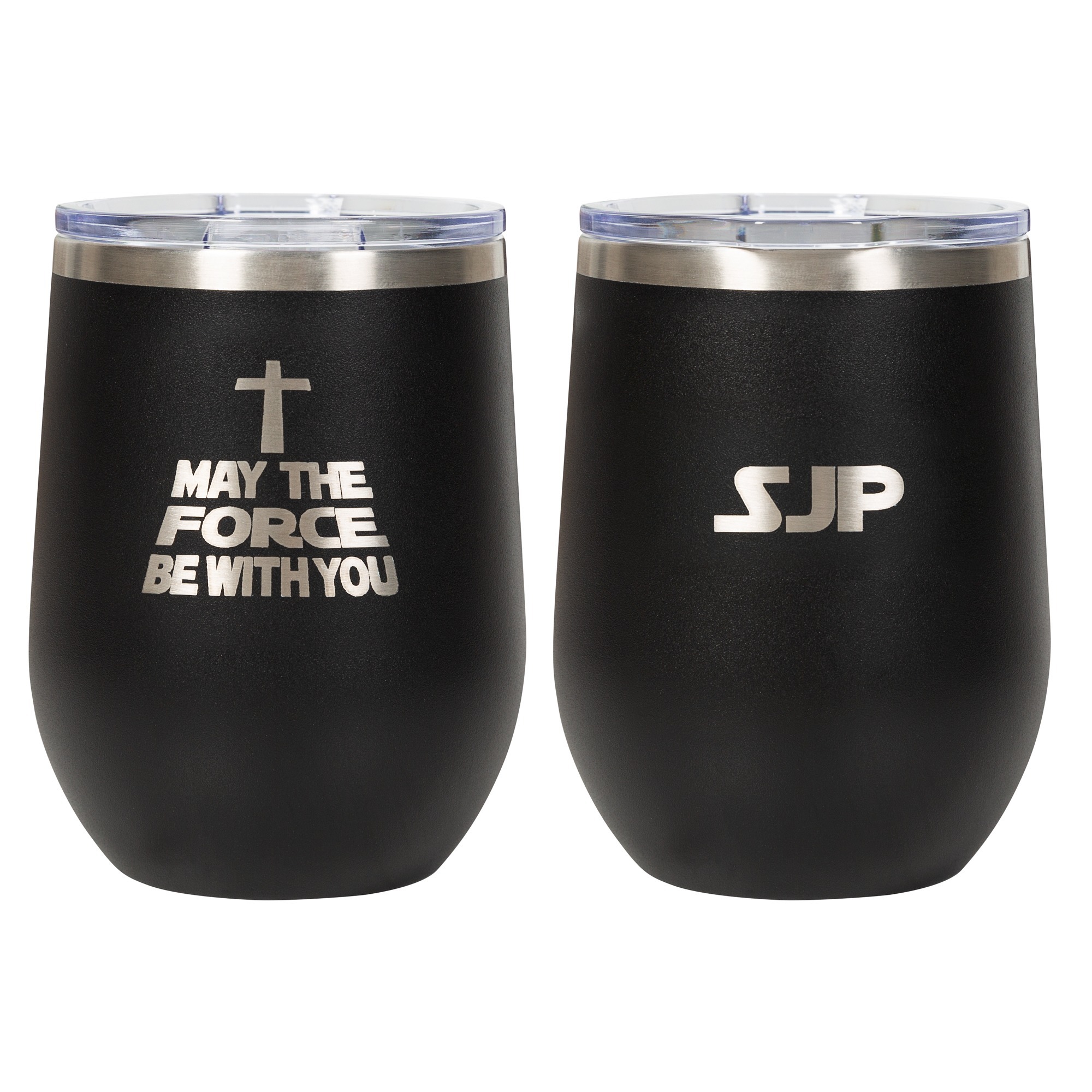 Personalized Force Be With You Black Wine Tumbler | The Catholic Company®