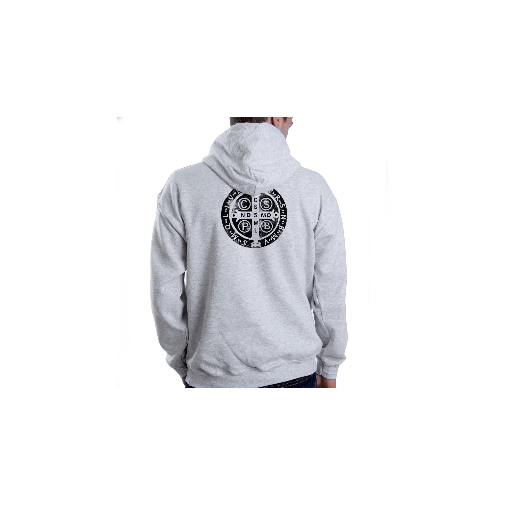 St. Benedict Grey Hooded Sweatshirt | The Catholic Company®