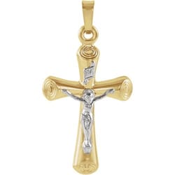 14kt Yellow Two Tone Crucifix Pendant 22X15 | The Catholic Company