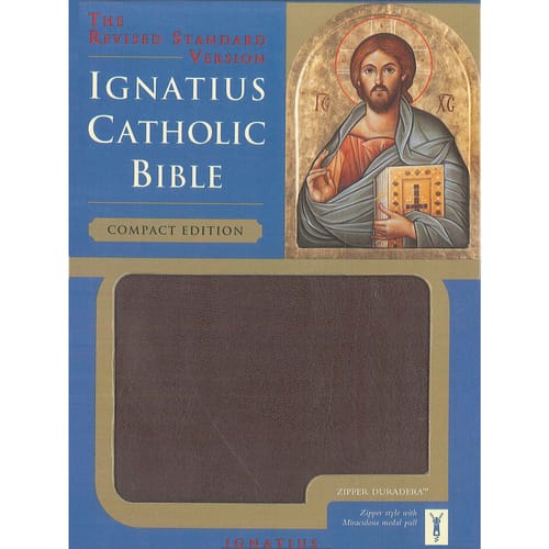 Ignatius Bible Burgundy Leather with Zipper Compact Edition