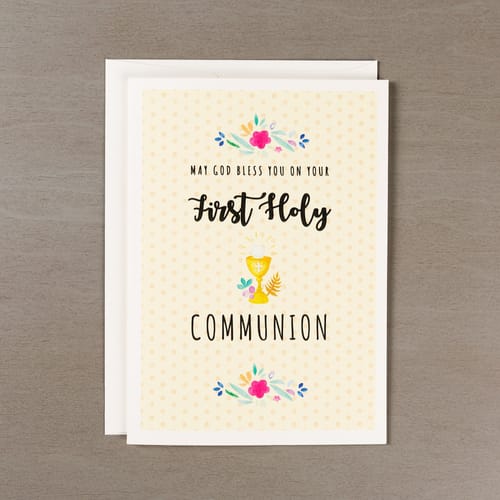 First Communion Girl's Watercolor Card w/ Envelope