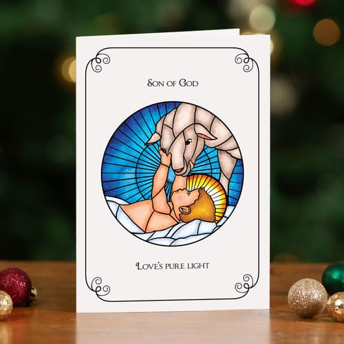 Baby Jesus Stained Glass Christmas Cards - Set of 20