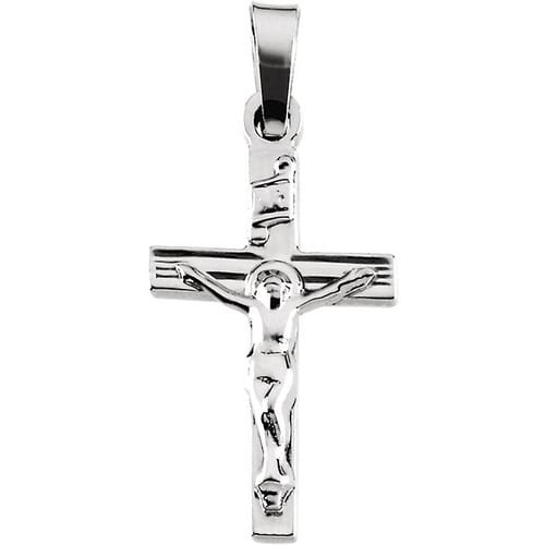 14kt White Crucifix Pendant 17.50X11 | The Catholic Company