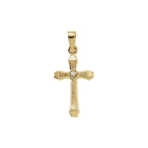 14kt Yellow Gold Gold 17x11 Accented Hollow Cross Diamond Pendant | The ...