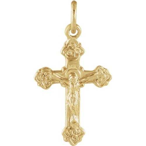 14kt Yellow Gold Childs Crucifix Pendant 14X09 | The Catholic Company