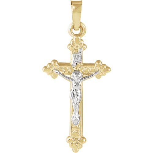 14kt Yellow/White Two Tone Crucifix Pendant 25.50X13.50 | The Catholic ...