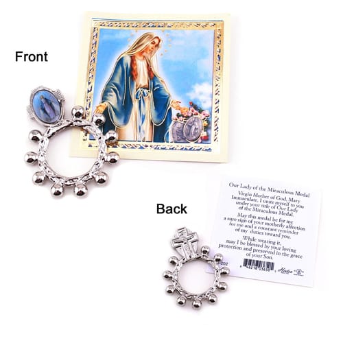 Miraculous Finger Rosary and Prayer Card with Clear Vinyl Pouch