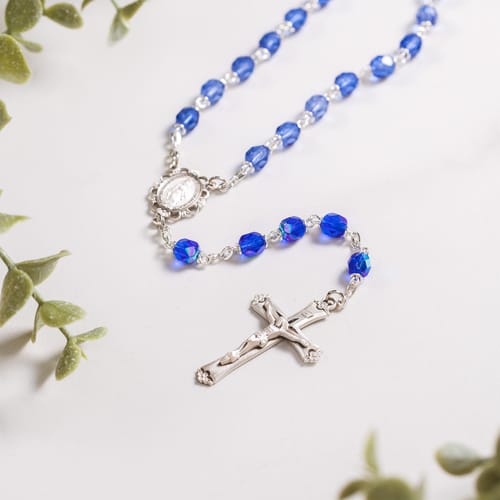 Bohemian Glass Birthstone Rosary &mdash; Sapphire / September