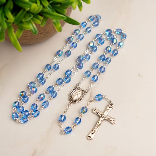 Bohemian Glass Birthstone Rosary &mdash; Zircon / December